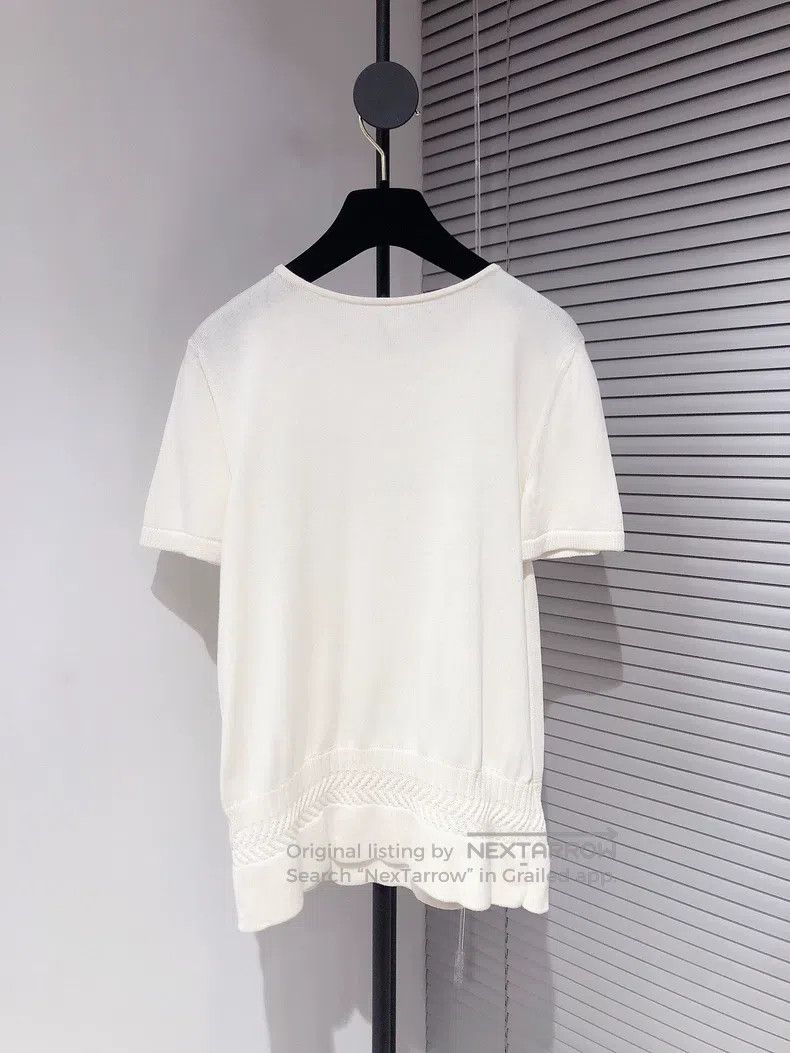 Hermes Hermes White knitted short-sleeve top Size XS / US 0-2 / IT 36-38 - 2 Thumbnail