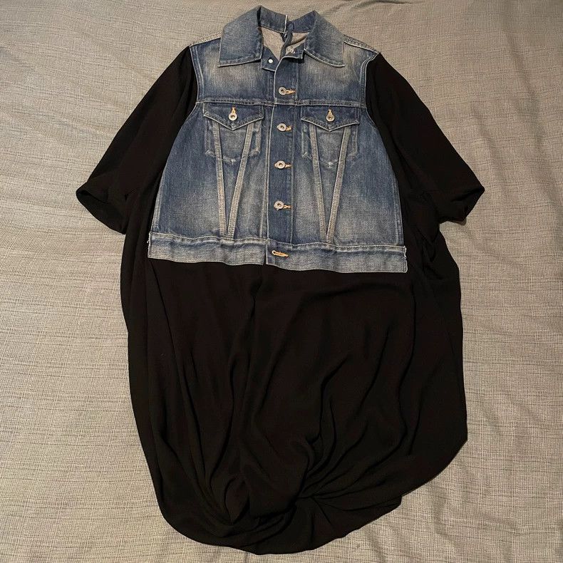 Junya Watanabe Junya watanabe Denim sideline denim stitching chiffon dres Size S / US 4 / IT 40 - 1 Thumbnail