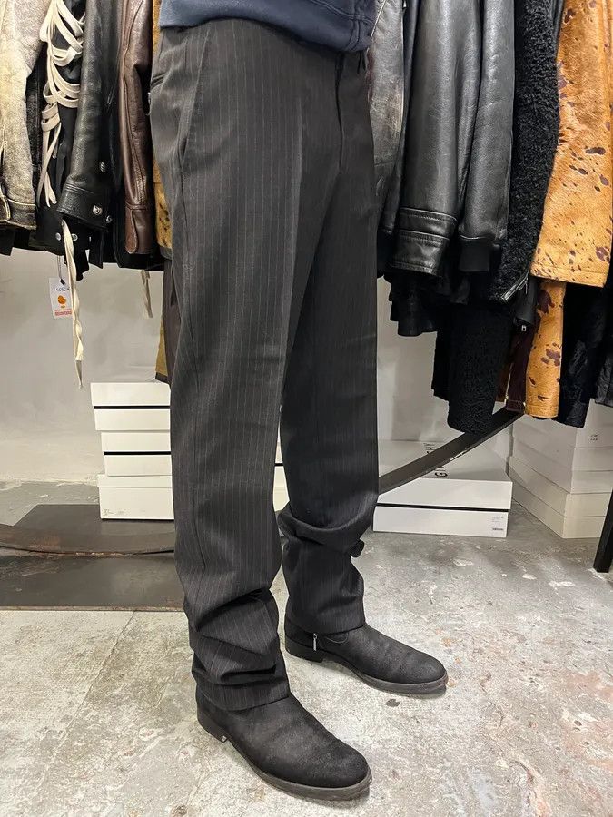 Gucci 2000s Gucci Dark Grey Wool Striped Tailored Pants Size US 33 - 3 Thumbnail