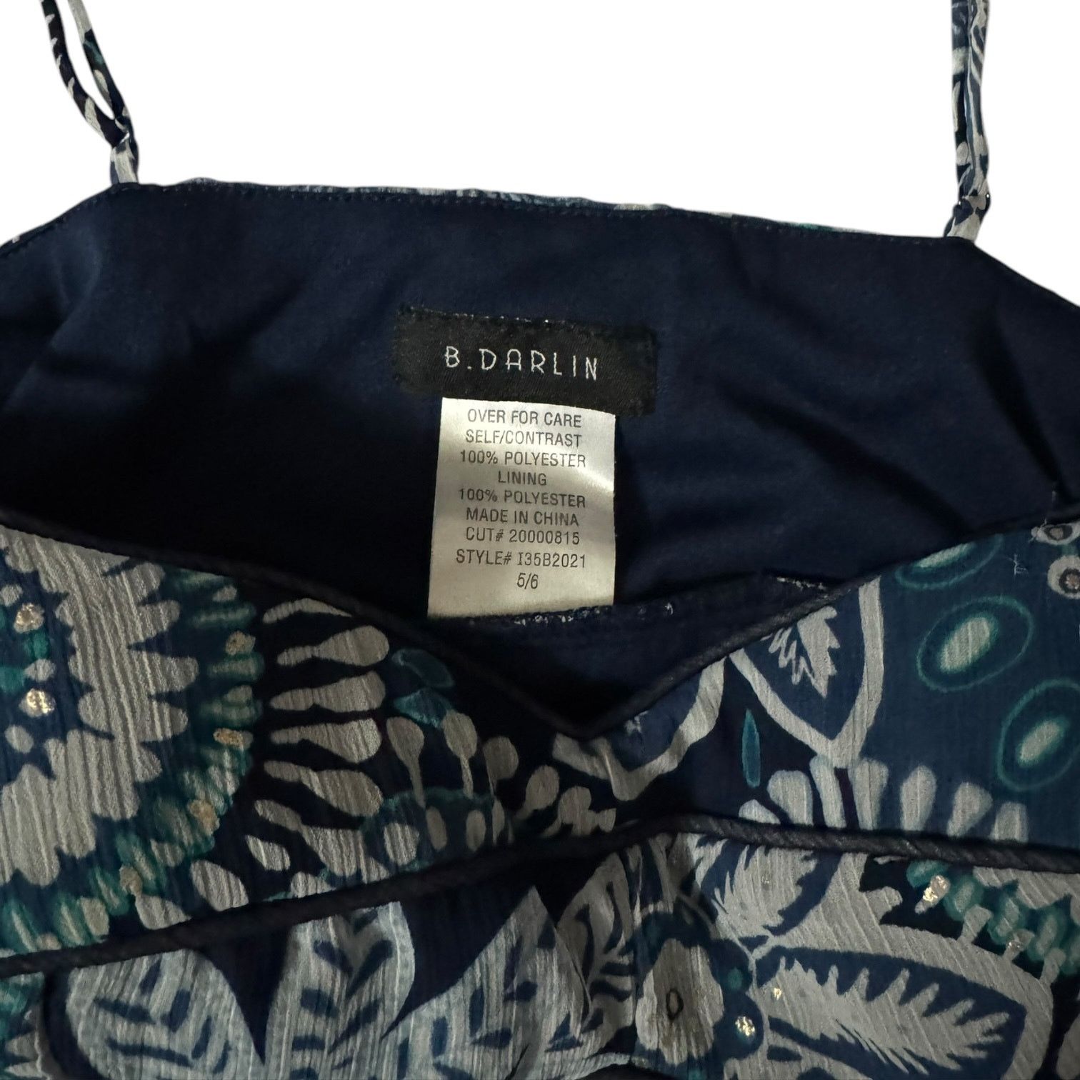 Other B Darlin White & Blue Floral w/Metallic Accents Dress Size 6 Size M / US 6-8 / IT 42-44 - 2 Thumbnail