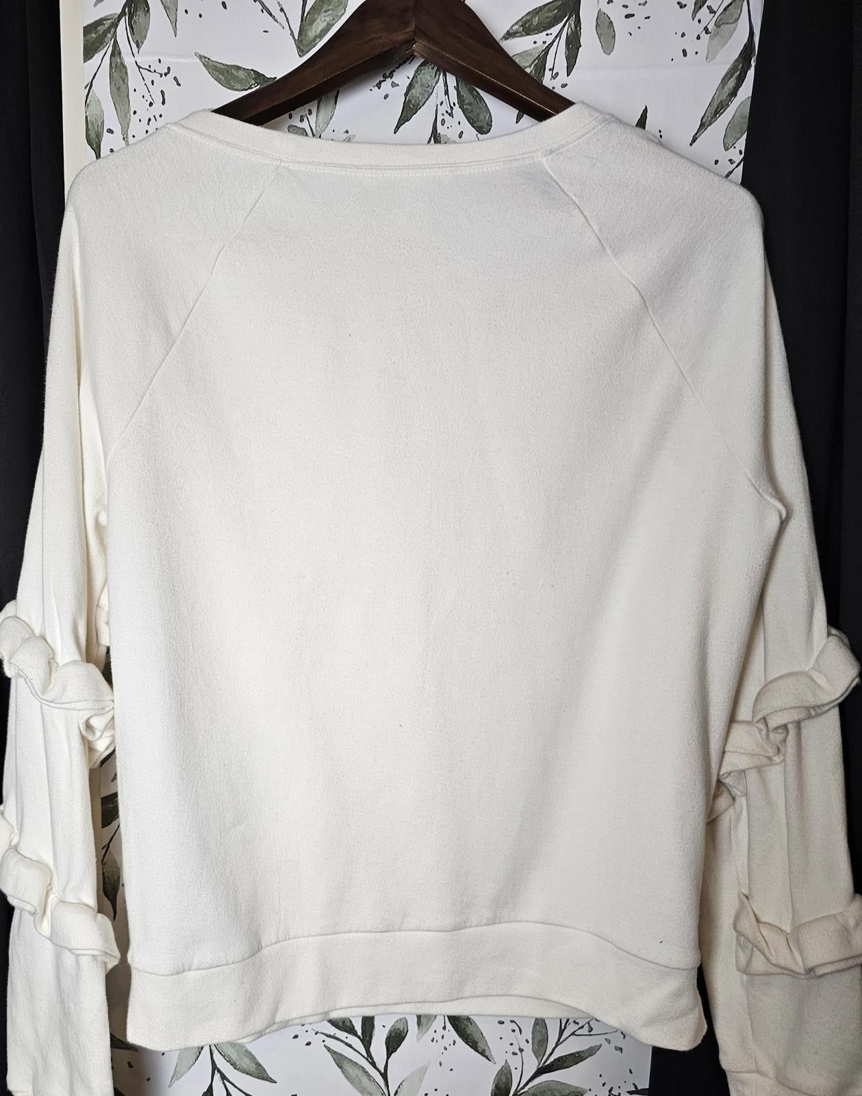 Other Nordstrom Signatures Top Cream Womens Size M Sleeve Ruffle Size M / US 6-8 / IT 42-44 - 4 Thumbnail