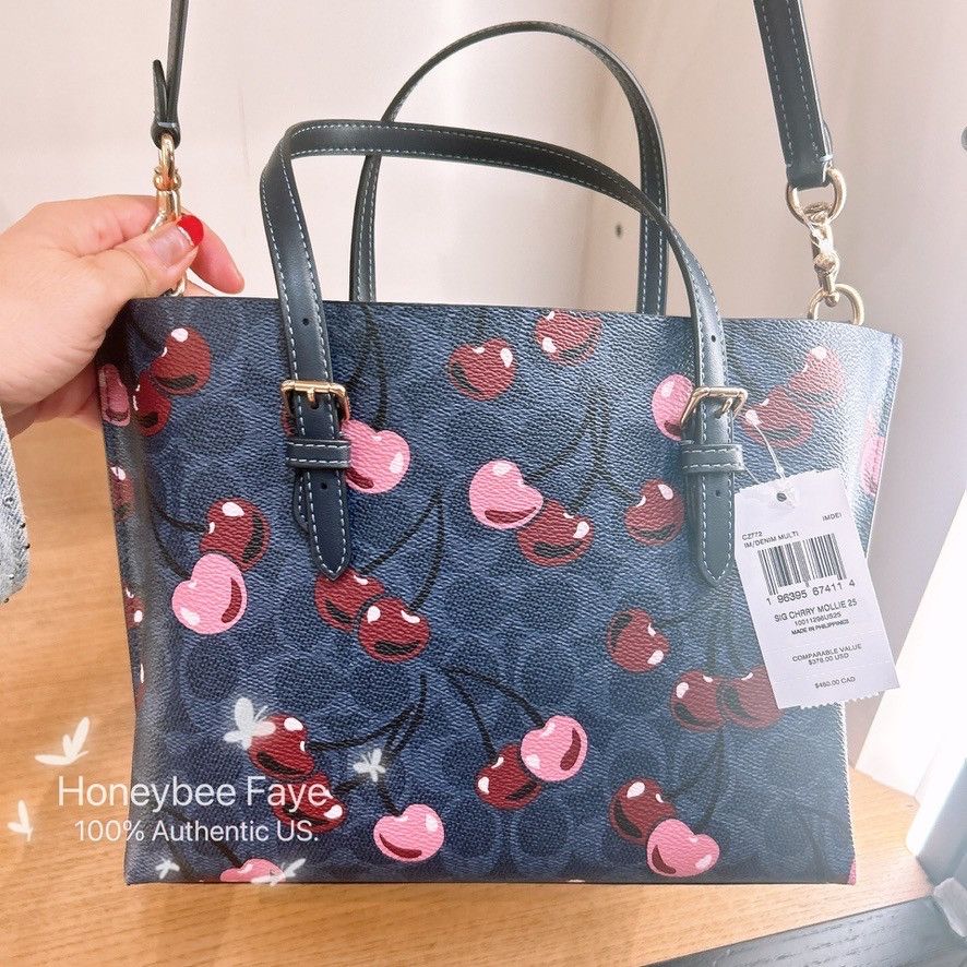 Coach Mollie Tote Bag 25 In Signature Canvas With Cherry CZ772 Size ONE SIZE - 2 Thumbnail