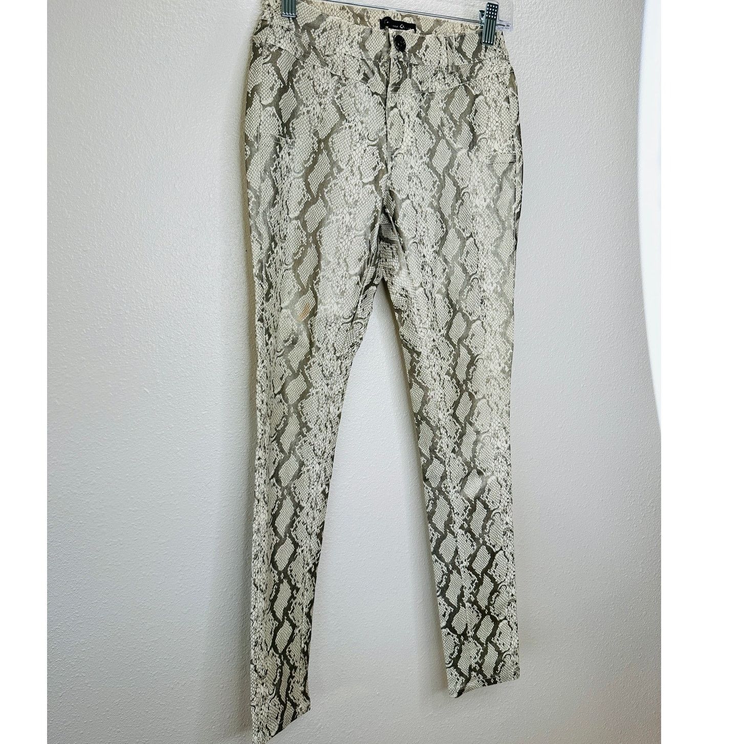 Other Caribbean Queen Cream Silver Snake Print Zip Skinny Jegging Size 27" / US 4 / IT 40 - 4 Thumbnail