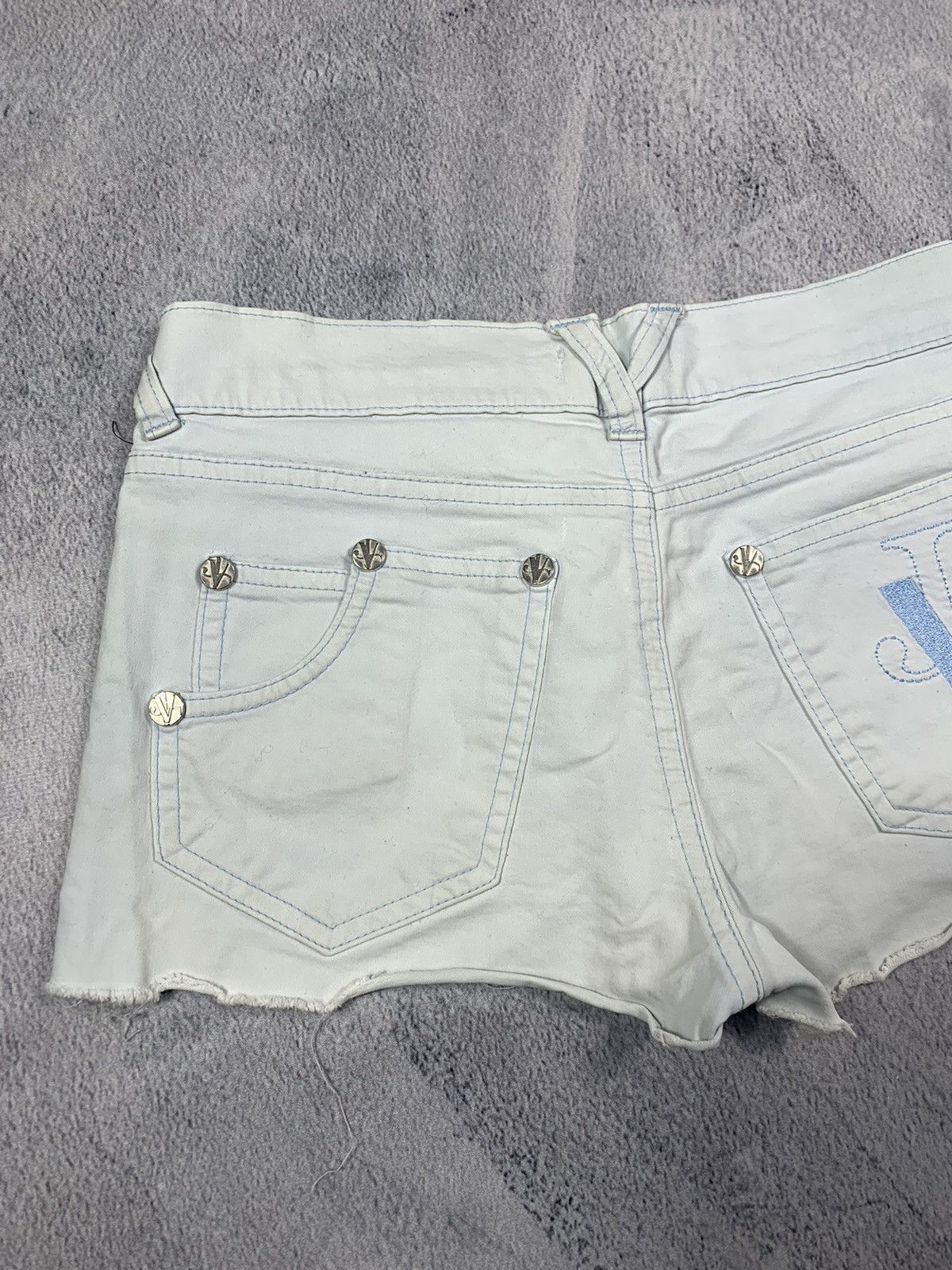 Versace × Versace Jeans Couture × Vintage Vintage Y2K Versace Jeans Couture cropped faded denim shorts Size 26" / US 2 / IT 38 - 2 Thumbnail