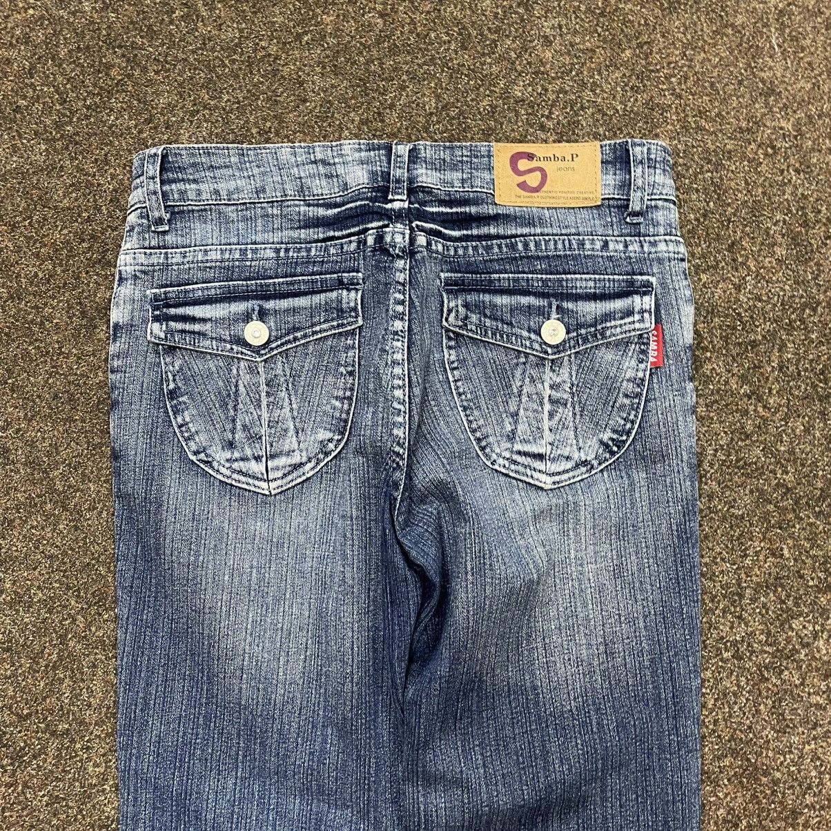 Vintage Y2K Distressed Flared Wide Leg Jeans Baggy Skate Grunge Logo Size 32" / US 10 / IT 46 - 3 Thumbnail