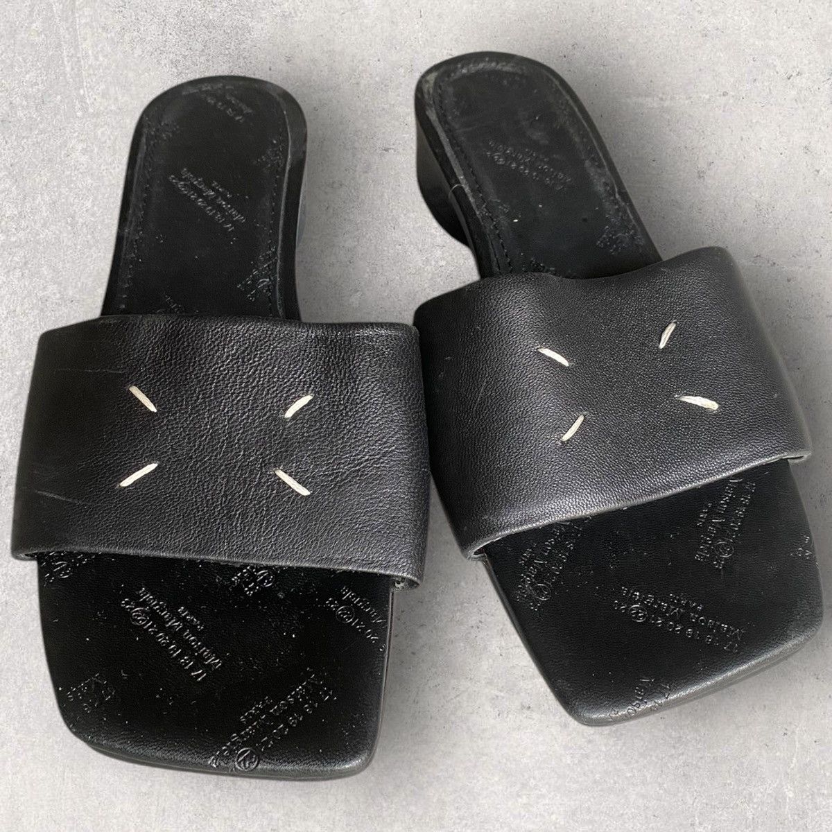 Maison Margiela Margiela Black Leather Sandal With Stitching Size US 8 / IT 38 - 4 Thumbnail