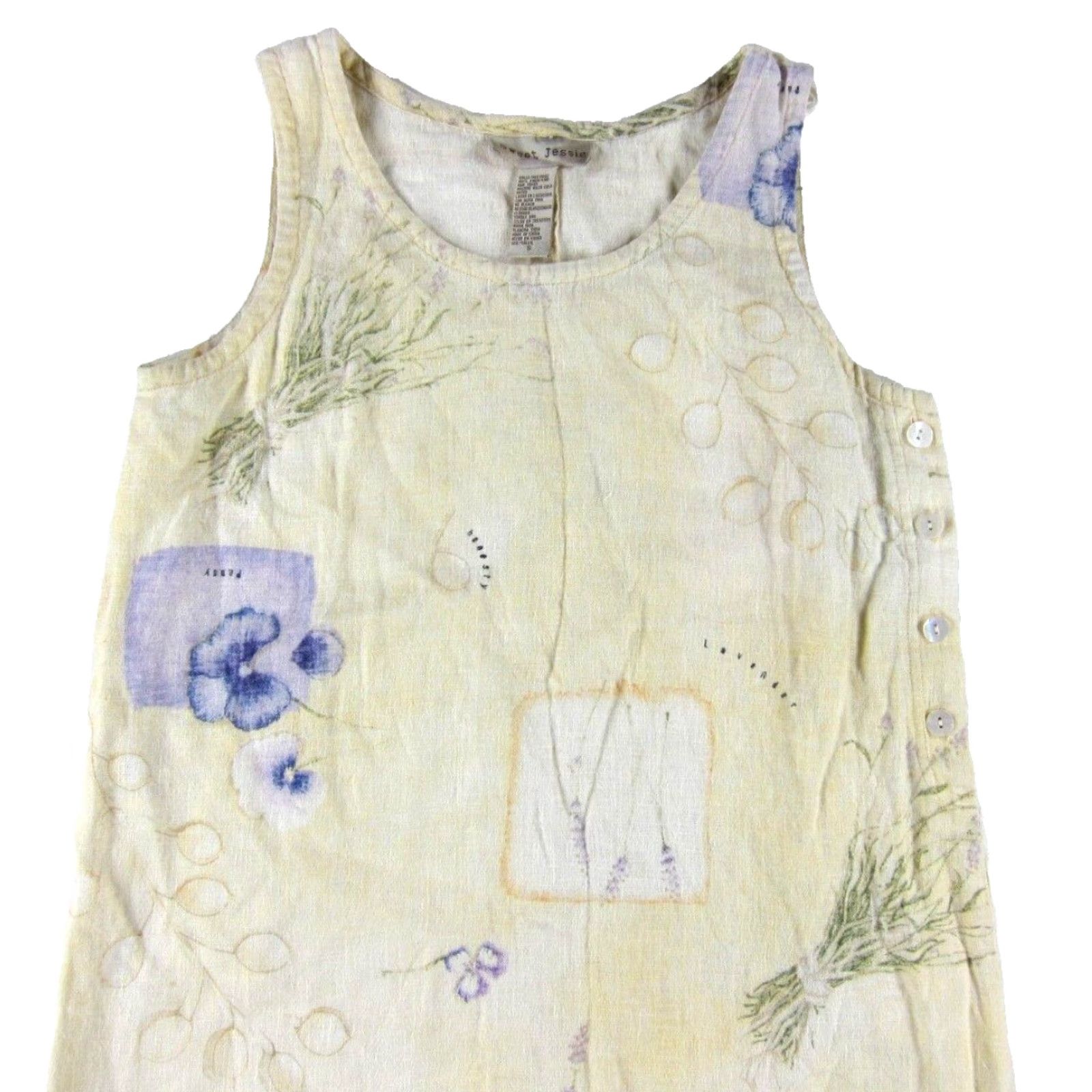Vintage VINTAGE Sweet Jessie Maxi Dress Tank Dress S-M Women Yellow Floral Linen Long Size S / US 4 / IT 40 - 4 Thumbnail