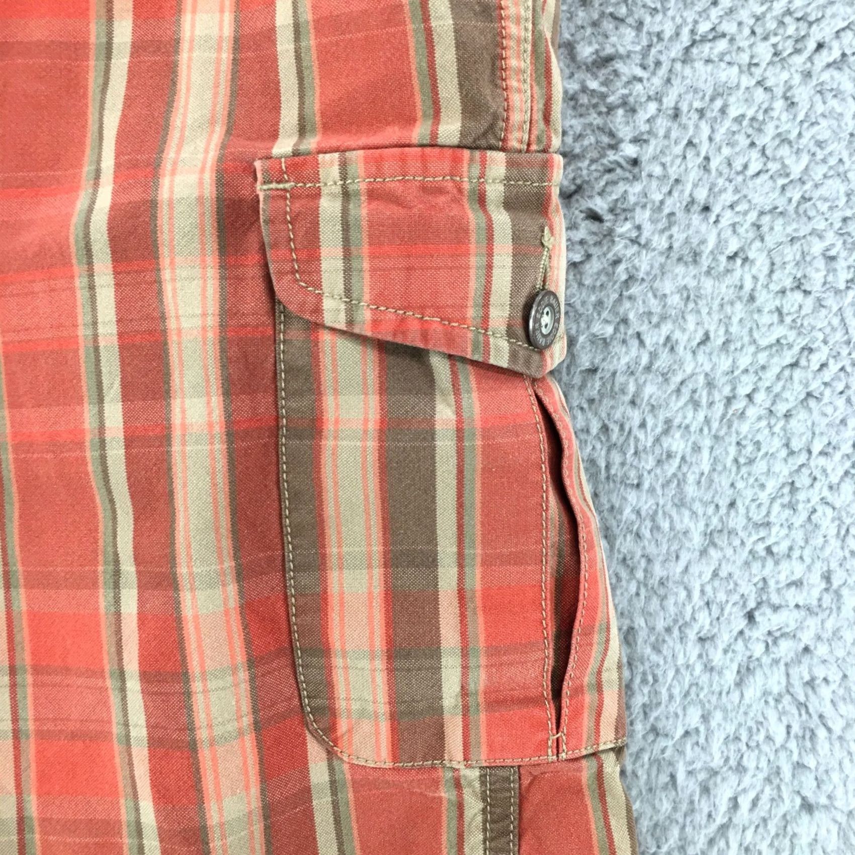 Eddie Bauer Eddie Bauer Cargo Skirt Womens 16 Midi Orange Plaid Cotton Zipper Pockets Size 38" / US 16 / IT 52 - 4 Thumbnail