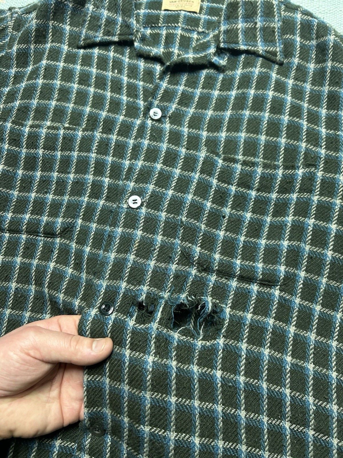 Vintage 1950s wool blend loop collar shirt distressed van heusen M Size US M / EU 48-50 / 2 - 4 Thumbnail