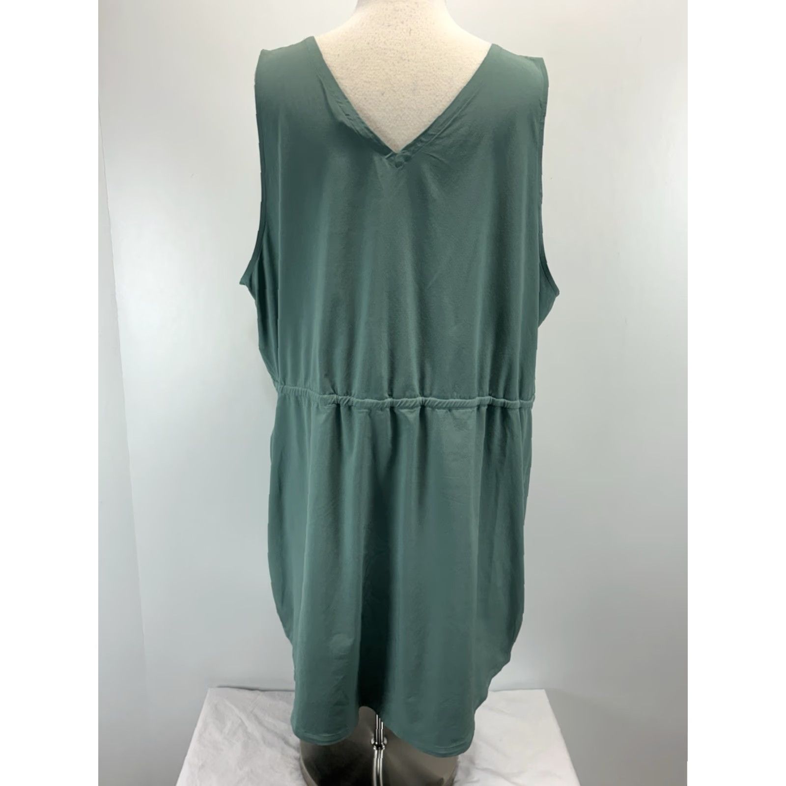 Eddie Bauer Eddie Bauer Easy Tank Dress 3X Plus Women Green Drawstring Waist Outdoor Tank Dress Sleeveless V-Neck Casual Travel Solid Polyester Blend Short Womens Size XXL / US 16-18 / IT 52-54 - 3 Thumbnail