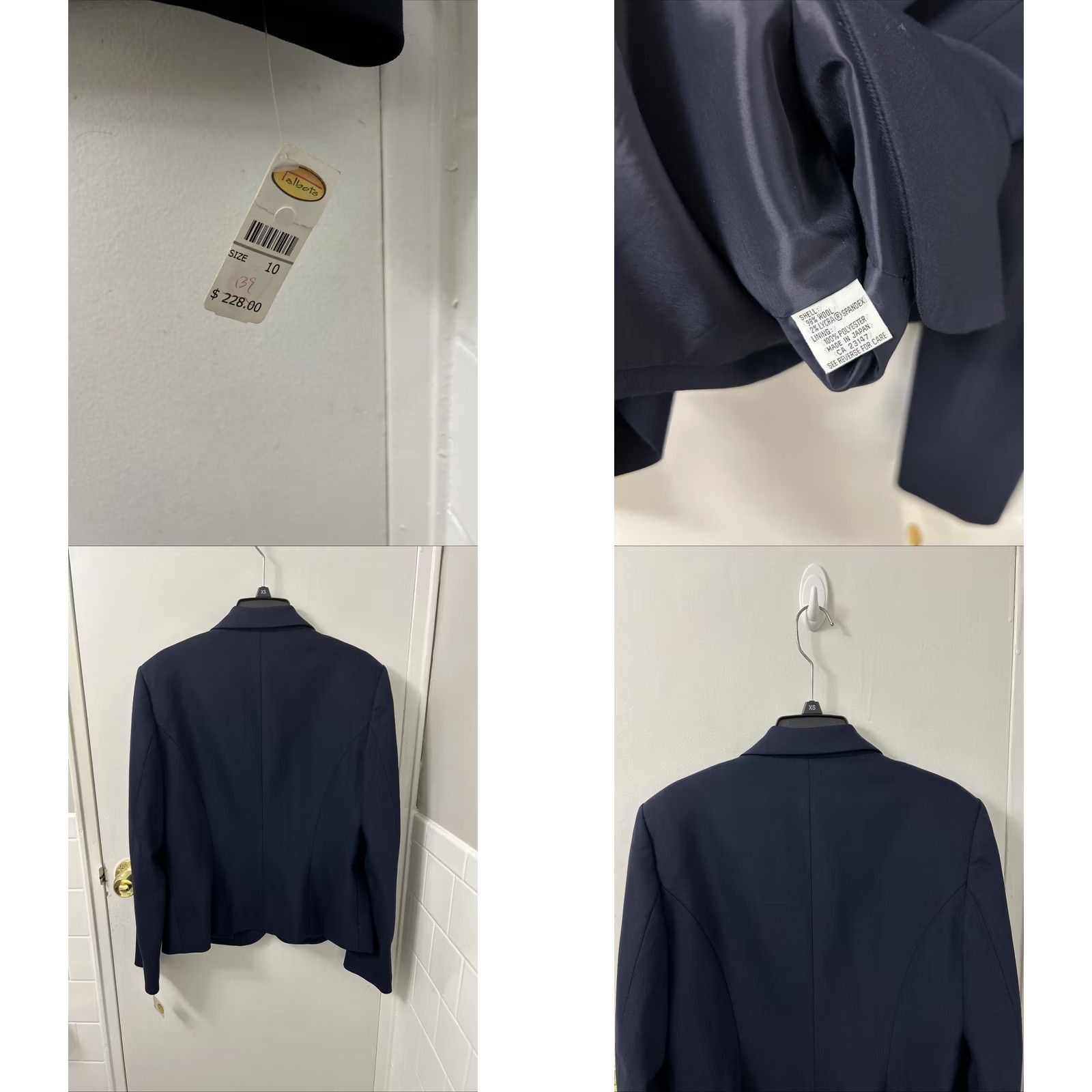 Talbots VINTAGE Talbots Blazer Womens L Blue Wool Jacket 3-Button Notch Lapel Single-Breasted Italian Fabric Made In Japan Navy Blue Solid Pattern Dress Suit Size L / US 10 / IT 46 - 8 Thumbnail