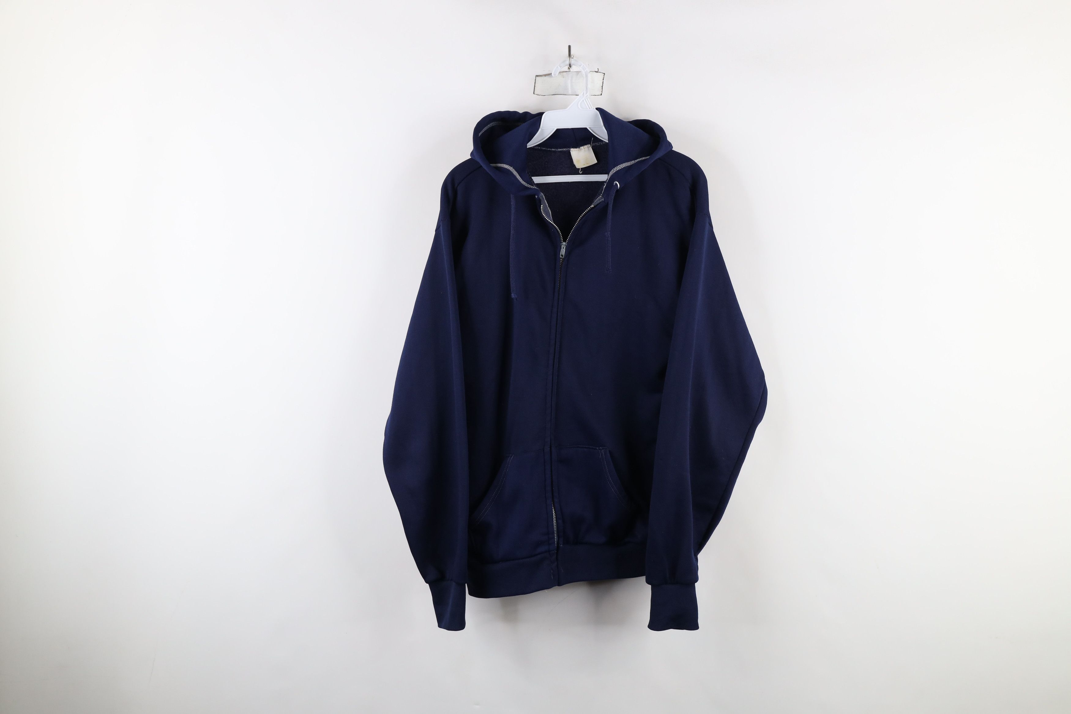 Vintage Vintage 70s Streetwear Full Zip Hoodie Sweatshirt Blue USA Size US XL / EU 56 / 4 - 1 Thumbnail