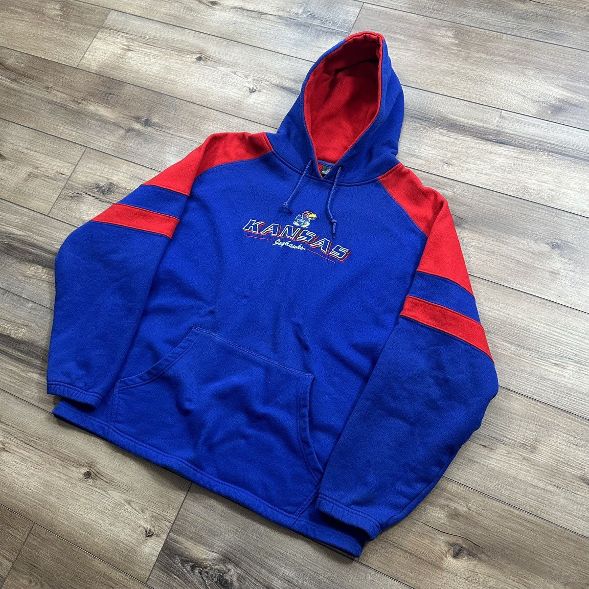 Other Vintage 90s Kansas Jayhawks Red and Blue Embroidered Hoodie Size US XL / EU 56 / 4 - 3 Thumbnail