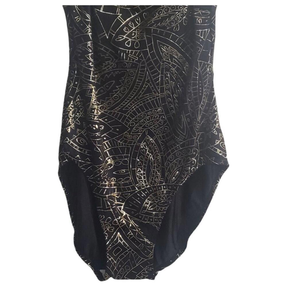 Dior CT1905 Christian Dior Vintage Black & Gold Bathing Suit 12 Size ONE SIZE - 3 Thumbnail