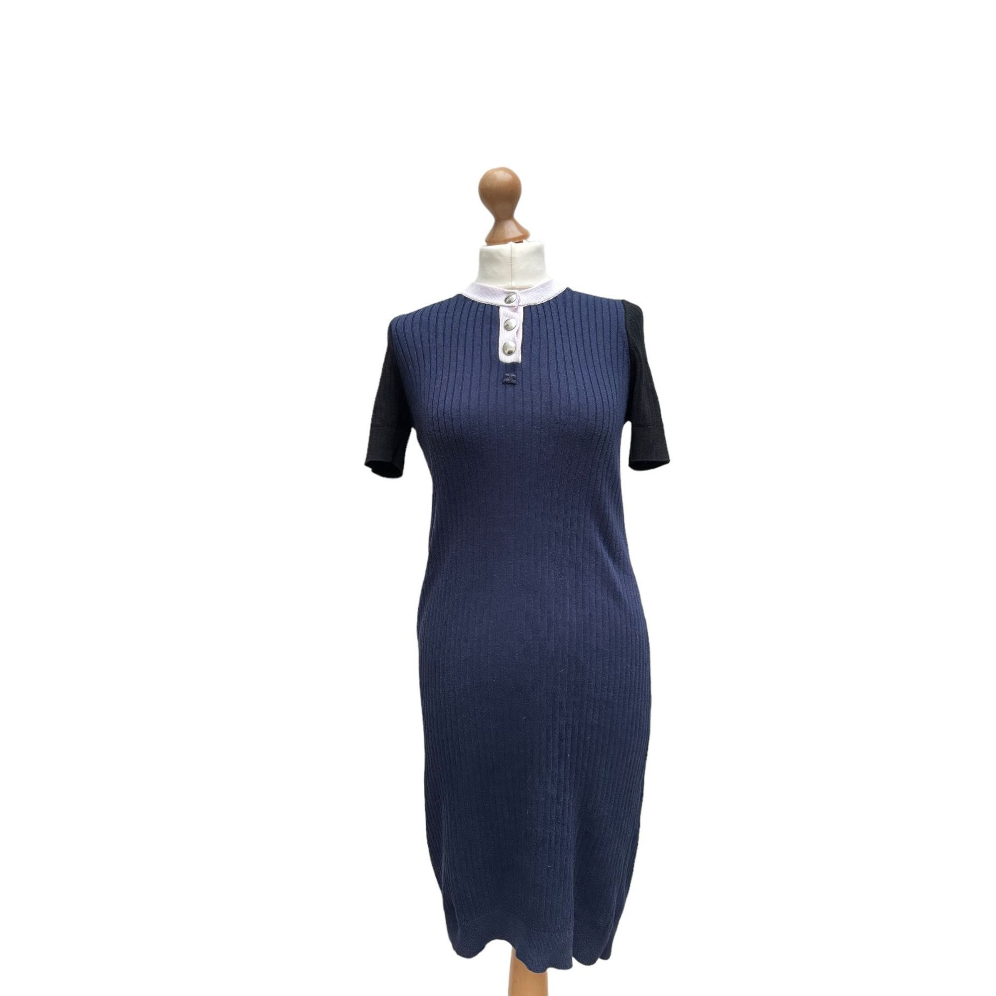 Image of Courreges Navy Black Knitted Dress, Women's (Size Small)