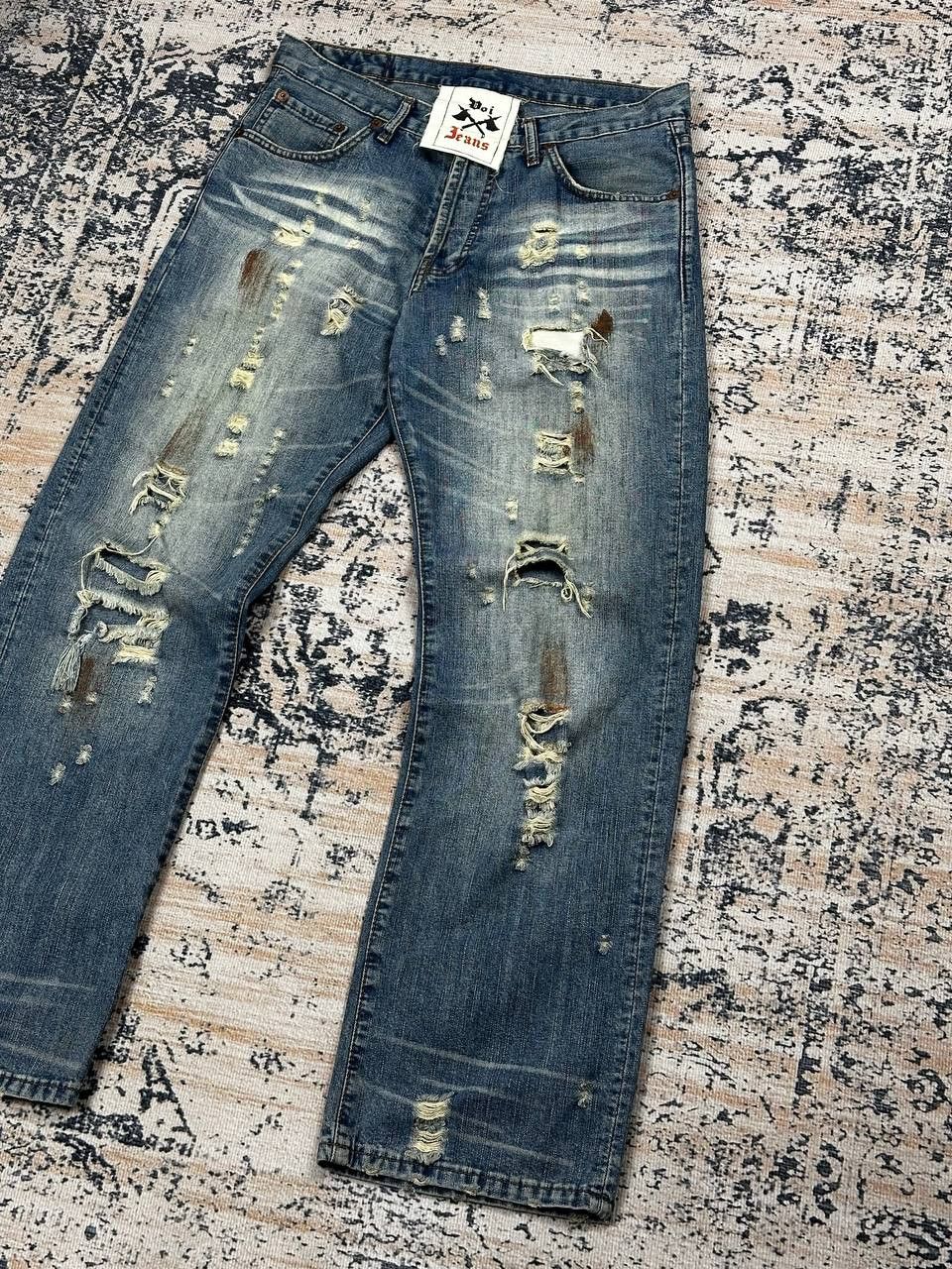 Japanese Brand Vintage Avant Garde Destroyed Punk Baggy Denim Jeans Size US 32 / EU 48 - 2 Thumbnail