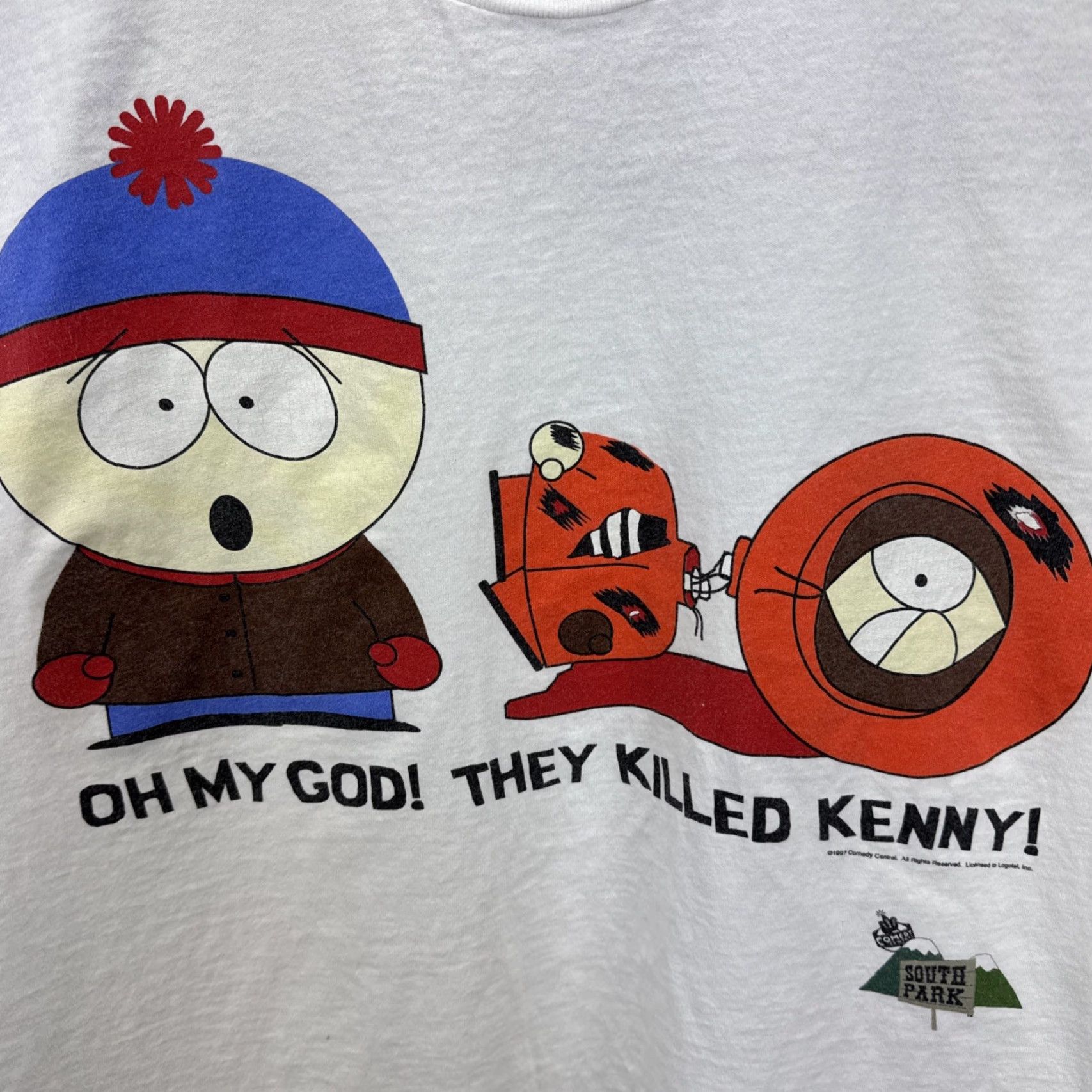 Gildan VINTAGE South Park T Shirt XL White 100% Cotton Kenny Graphic Print 1997 Comedy Central Mens Size US XL / EU 56 / 4 - 2 Thumbnail