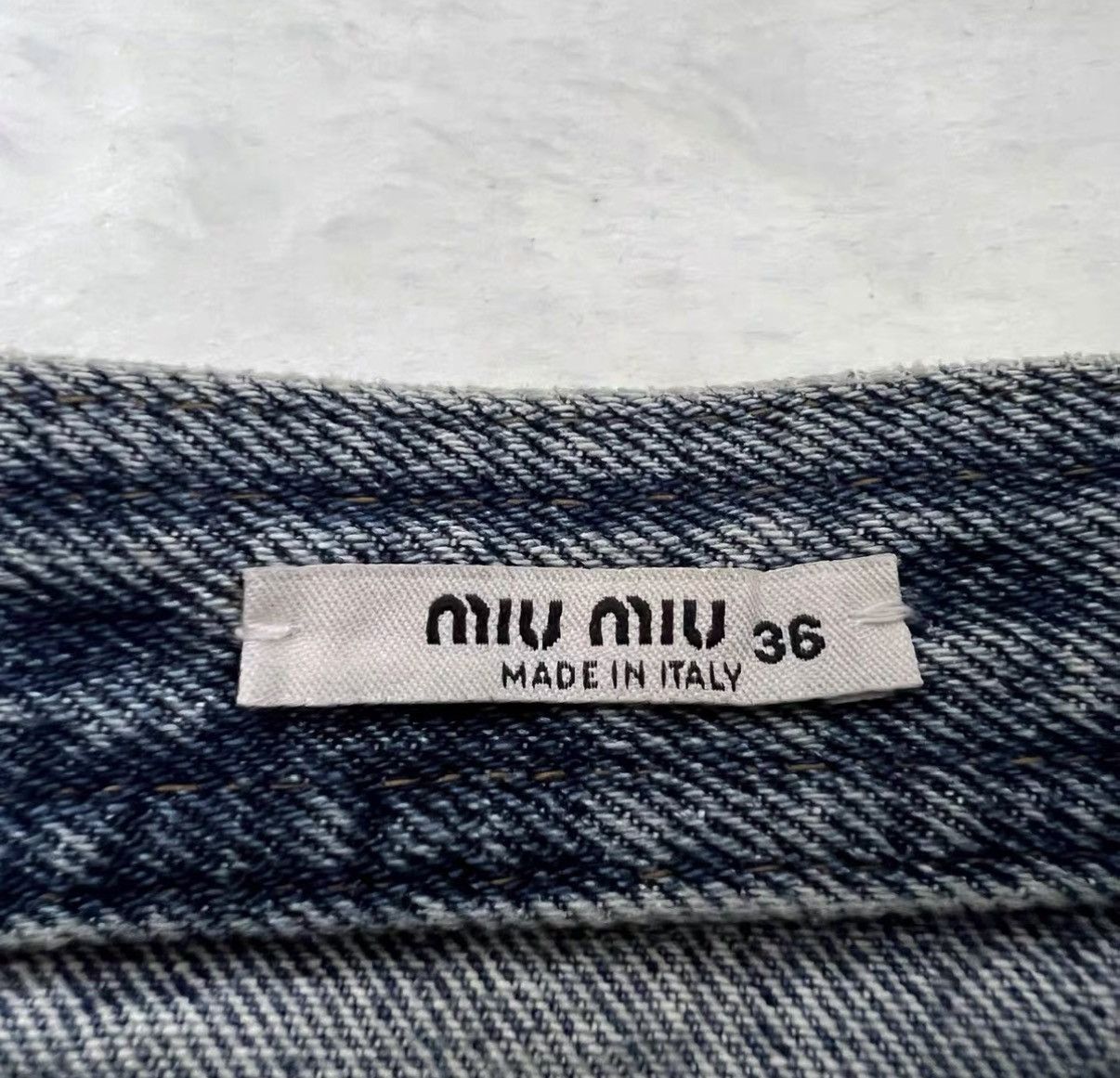 Miu Miu Miu Miu Rhinestone Denim Mini Skirt J41 Size 25" / US 0 / IT 36 - 3 Thumbnail