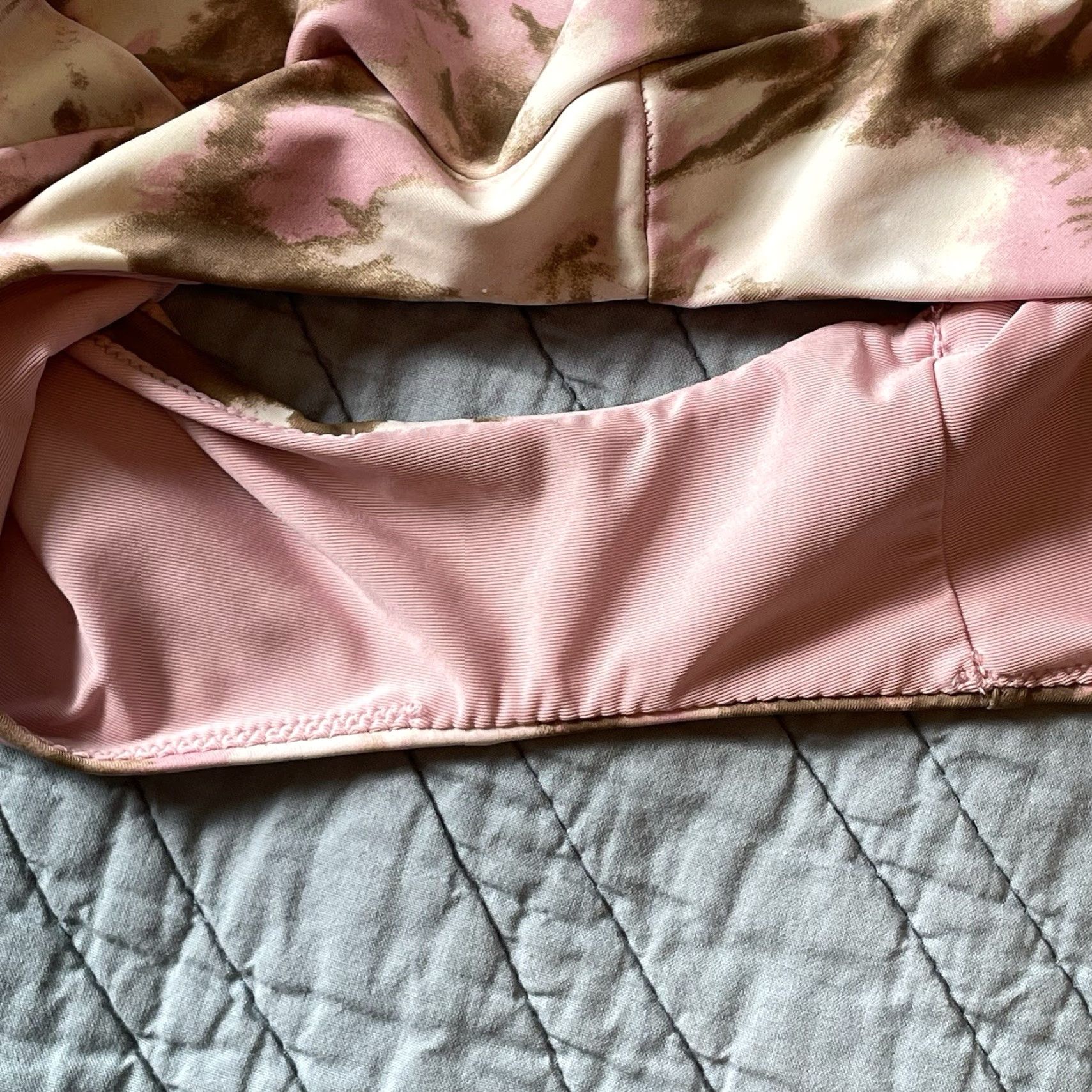 Vintage Aerie Bikini Top Bottom 2 Piece Large Pink Brown Wide Strap Scoop Swimsuit Set Size ONE SIZE - 5 Thumbnail