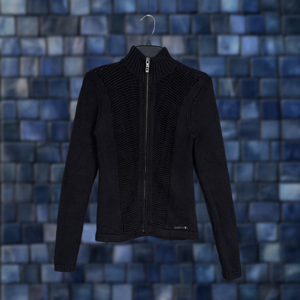 Parasuco Parasuco Sweater Womens Small Black Cardigan Urban Minimal Streetwear Casual Y2K 90s Hip Hop Full Zip Mock Neck Knit Heavyweight Zipper Size S / US 4 / IT 40 - 1 Thumbnail