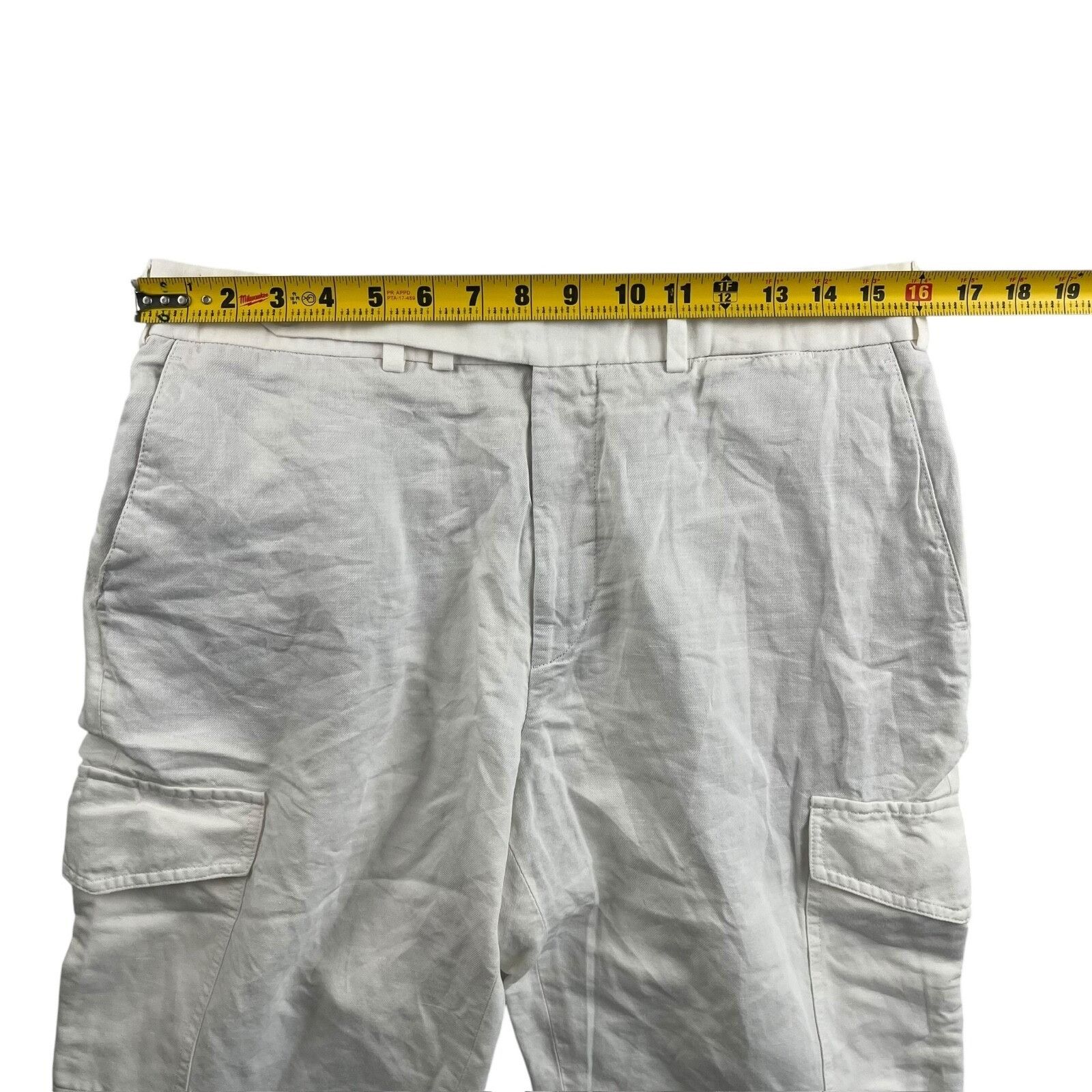 Suitsupply SuitSupply Men’s Linen Blend Blake Cargo Cropped Pants Whit Size US 32 / EU 48 - 5 Thumbnail