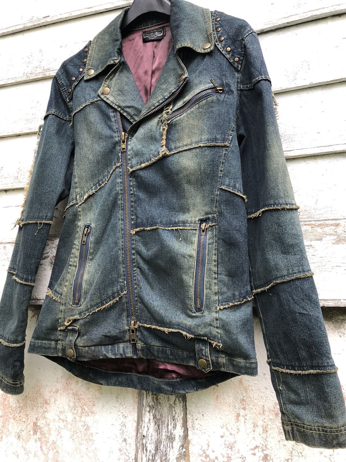 Hysteric Glamour × Japanese Brand FACE THE MUSIC STUD PATCHED WORKS DISTRESSED DENIM JACKET Size US M / EU 48-50 / 2 - 2 Thumbnail