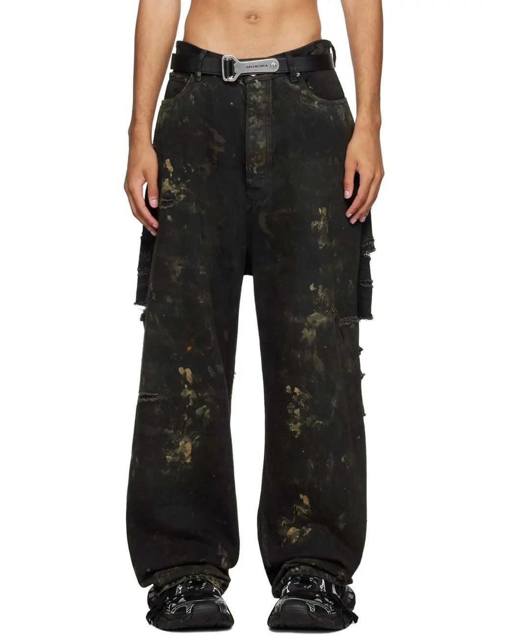 Balenciaga Destroyed Denim Pants 'Flat Black' Size US 32 / EU 48 - 2 Thumbnail