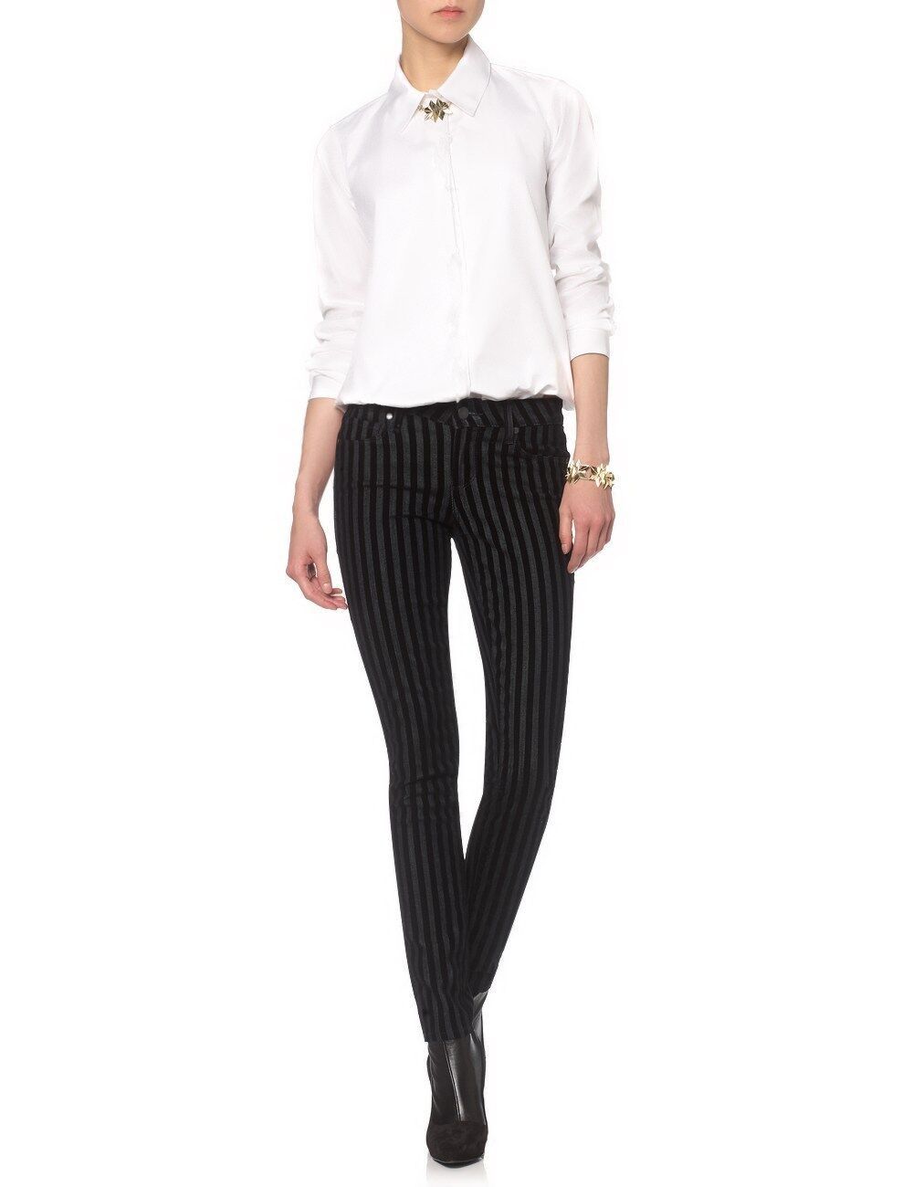 Paige Paige Velvet Stripe Verdugo Skinny Jeans Black ( 25 ) Size 25" / US 0 / IT 36 - 5 Thumbnail