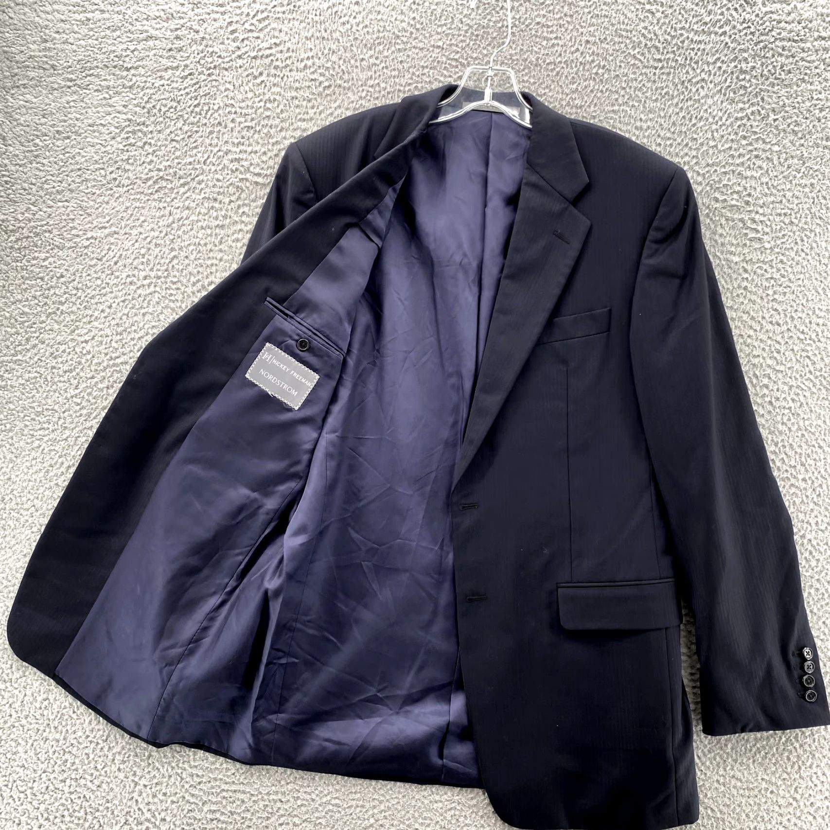 Vintage Vintage Loro Piana x Hickey Freeman Blazer Men's 40L Navy Pinstripe USA Jacket Size 40R - 5 Thumbnail