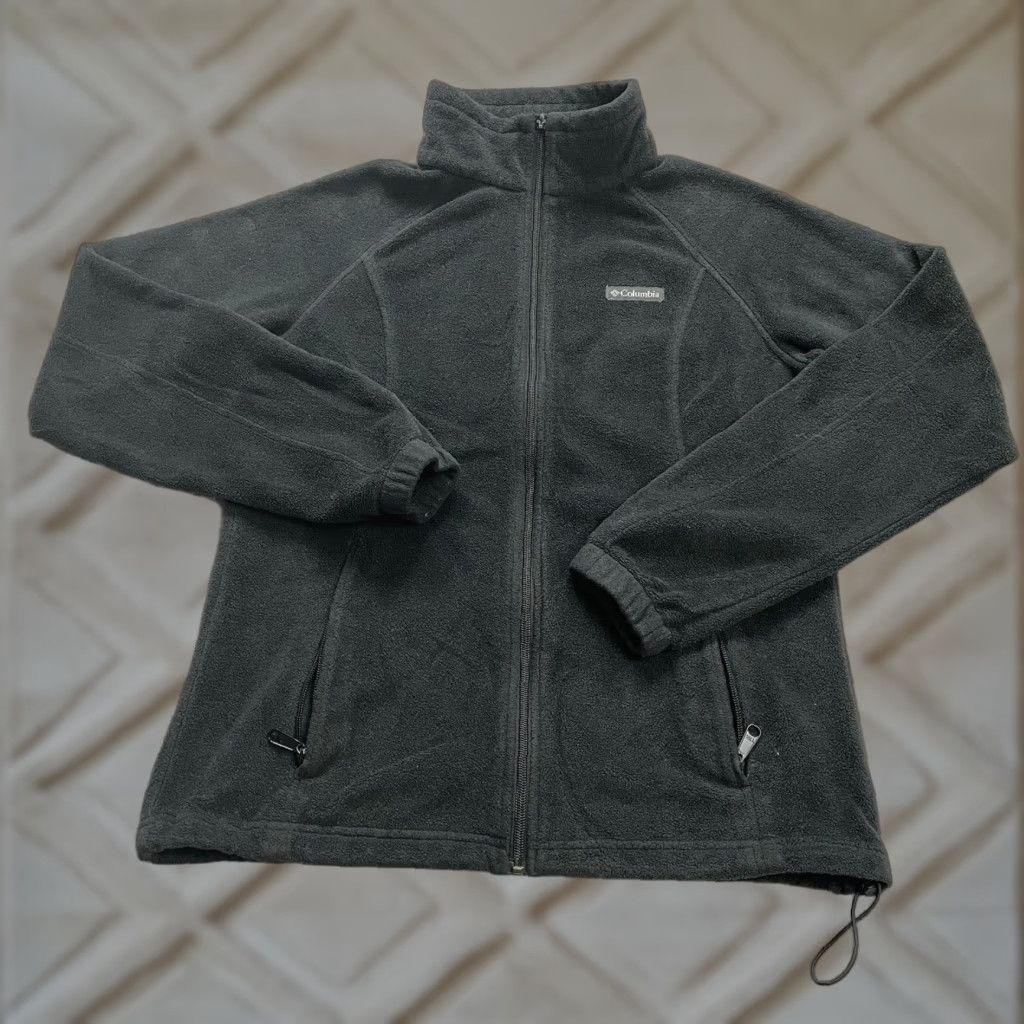 Vintage Columbia Womens Large Black Fleece Jacket Benton Springs Full Zip Pockets Hiking Size L / US 10 / IT 46 - 1 Thumbnail