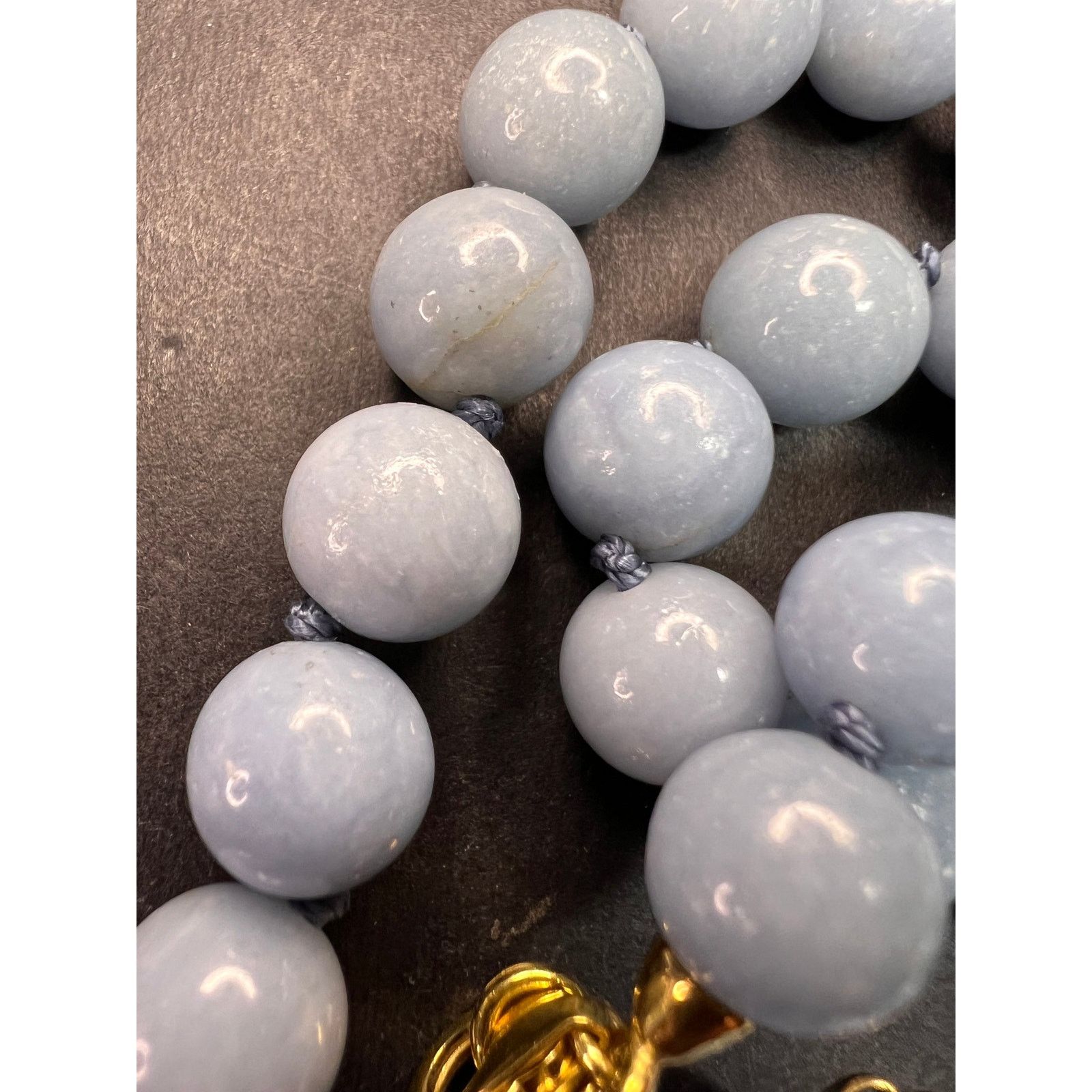 Other NEW Angelite beaded necklace with vermeil yellow gold clasp Size ONE SIZE - 8 Thumbnail
