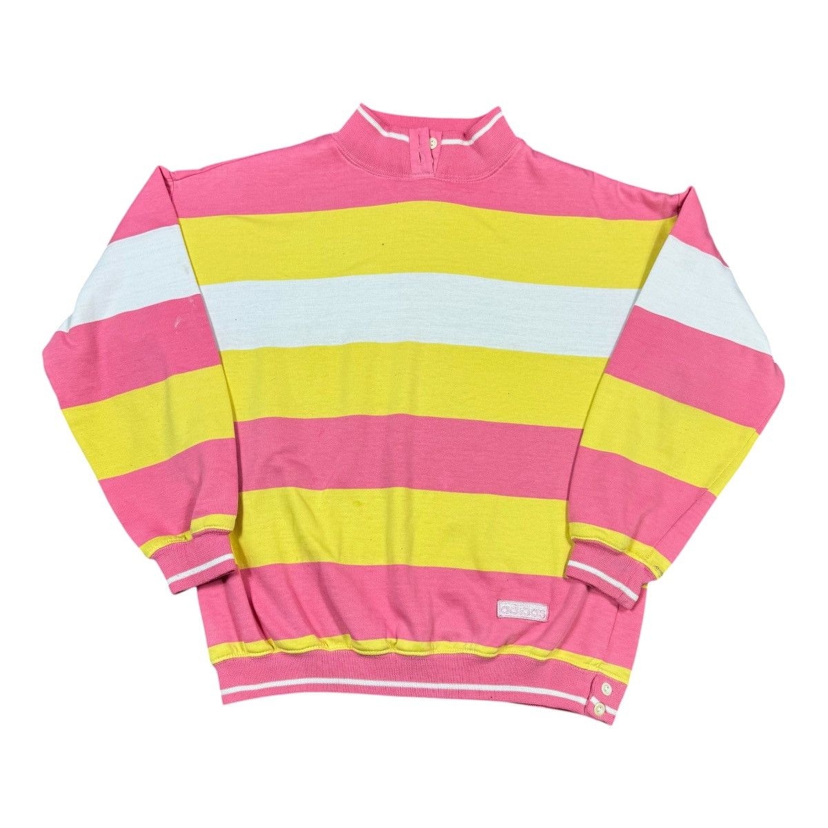 Adidas Vintage Adidas Cotton Blend Striped Sweatshirt L FLAWS Size L / US 10 / IT 46 - 1 Thumbnail