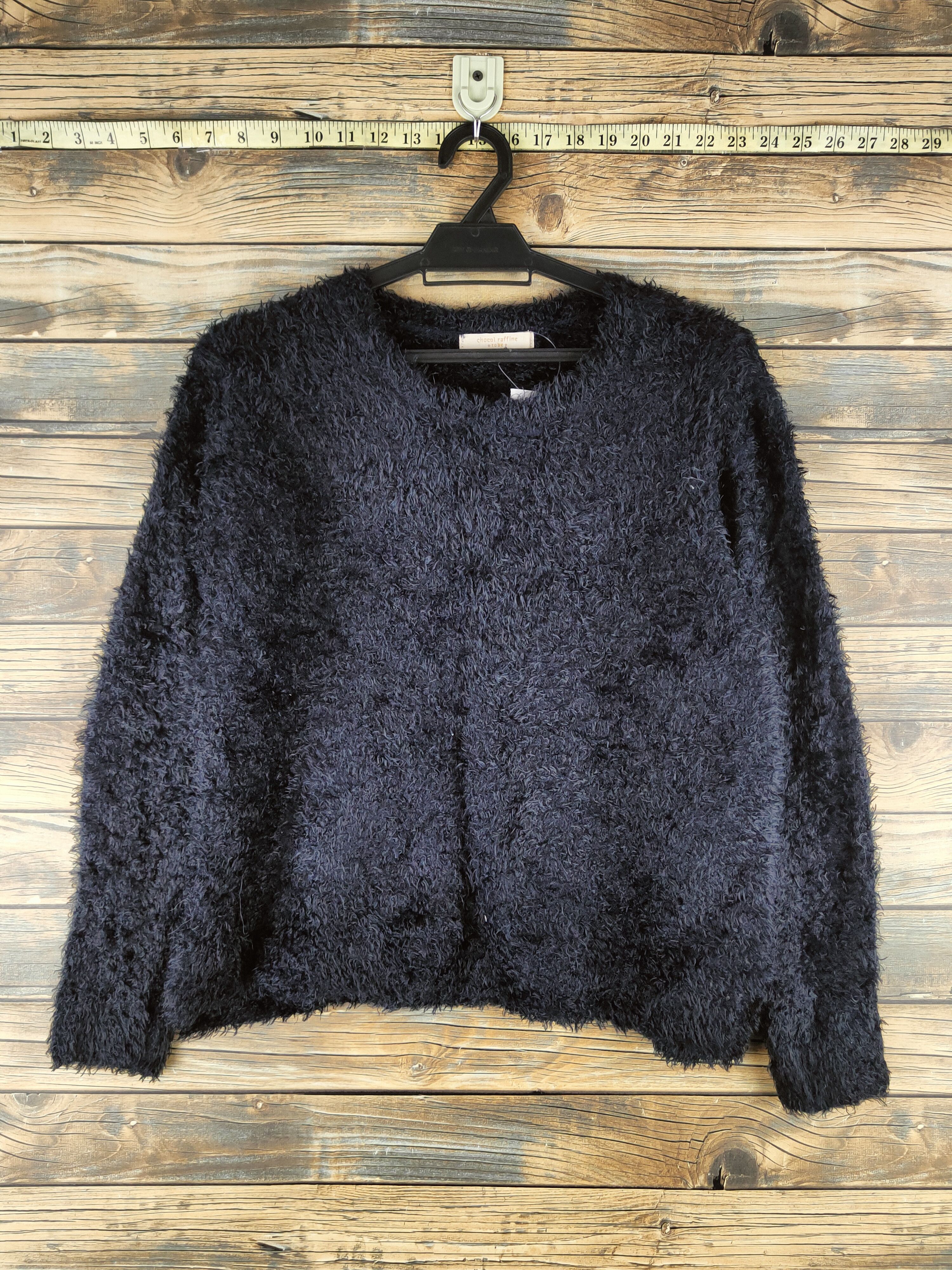 Japanese Brand DL Chocol Raffine Black Fur Mohair Knitwear #46-467 Size M / US 6-8 / IT 42-44 - 1 Thumbnail