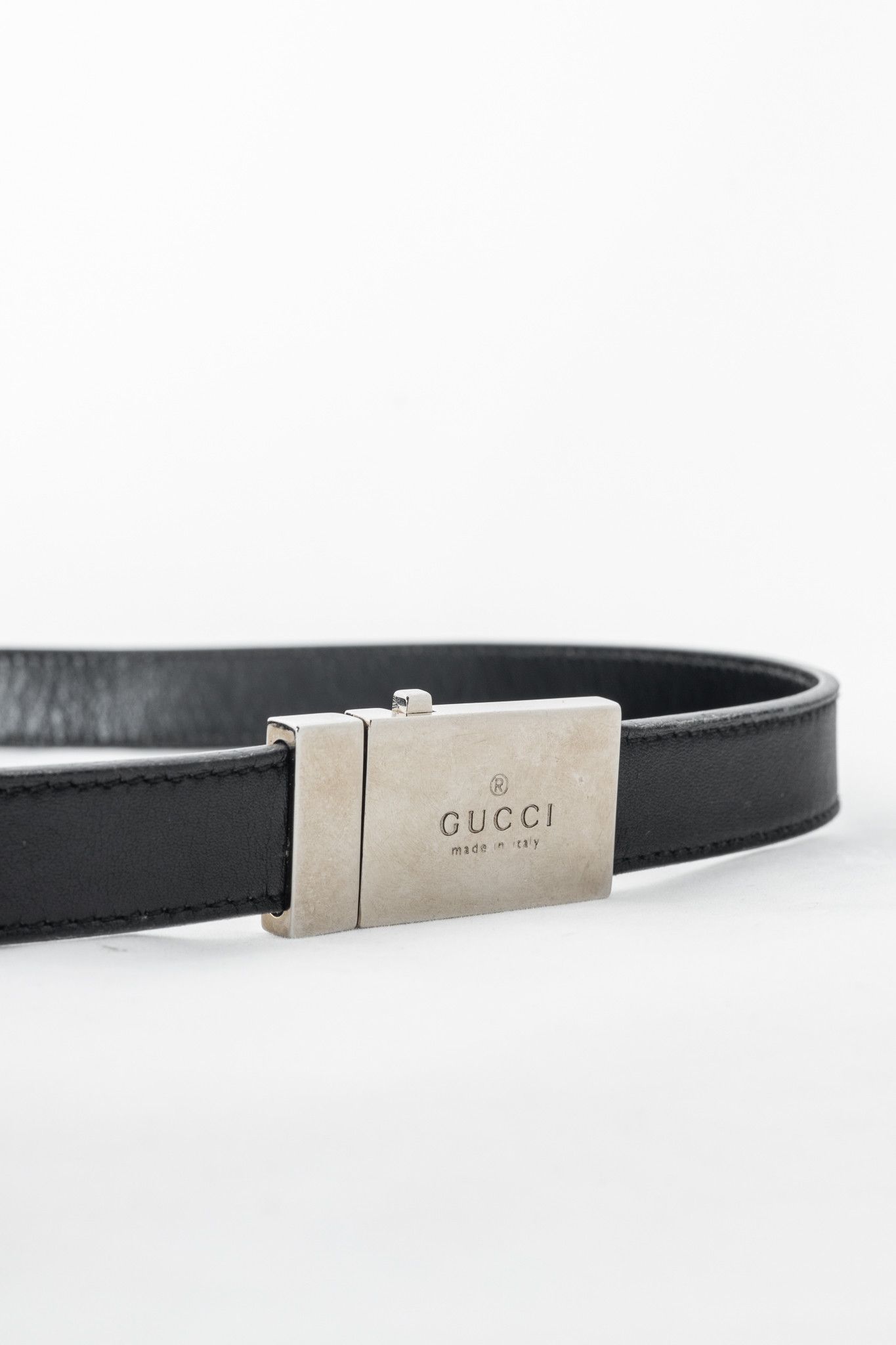 Gucci Gucci Black Leather Logo-Buckle Belt Size ONE SIZE - 3 Thumbnail