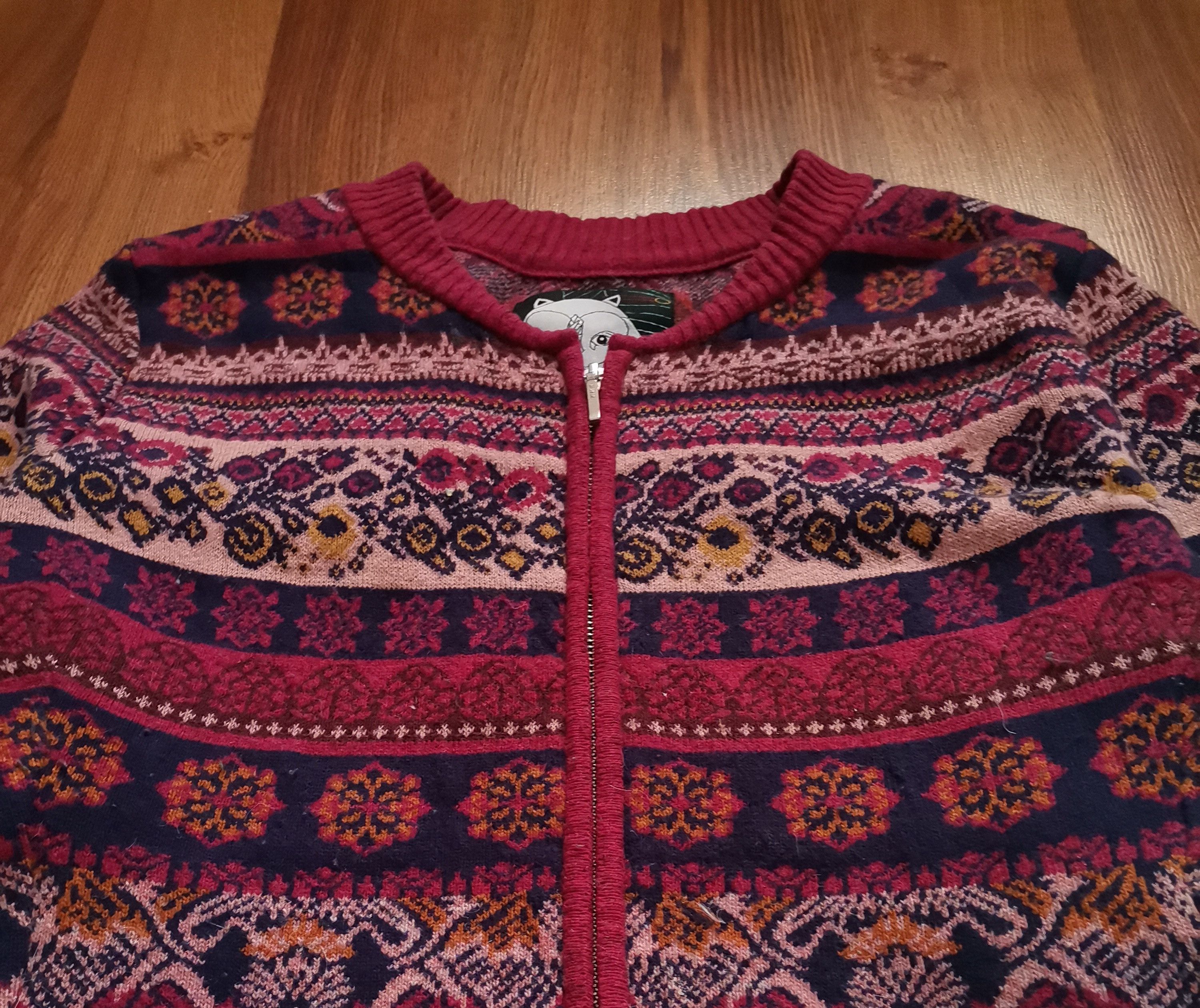 Vintage Vintage Kooi Women's Zip Up Abstract Sweater Size L / US 10 / IT 46 - 2 Thumbnail