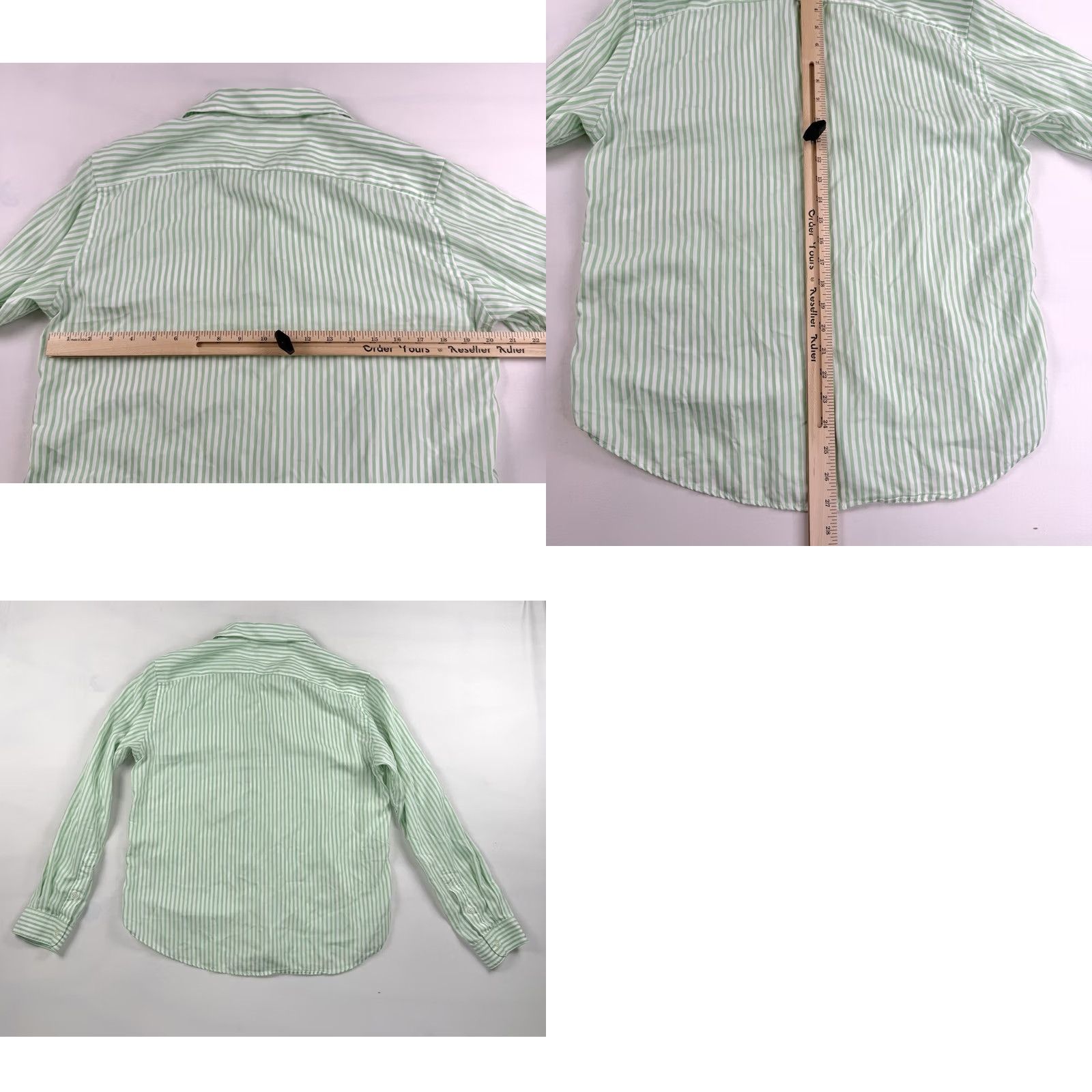 Sporty & Rich Sporty & Rich Shirt Unisex M Green Striped Button-Up Embroidered Collared Long Sleeve Size M / US 6-8 / IT 42-44 - 8 Thumbnail