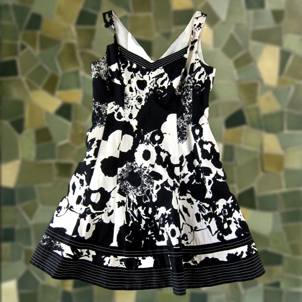 Nine West Nine West Black White Floral Cotton Sleeveless Sheath Tank Sun Dress Size 8 Size M / US 6-8 / IT 42-44 - 1 Thumbnail