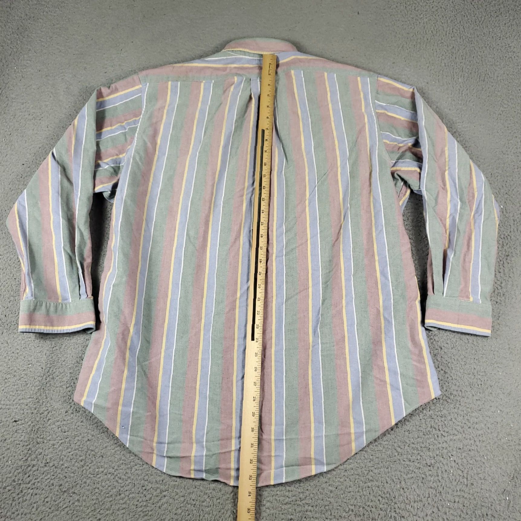 Ralph Lauren Ralph Lauren Shirt Mens 17 Blue Green Striped Dress Shirt Long Sleeve Button-Down Cotton Regular Fit Size 46R - 4 Thumbnail