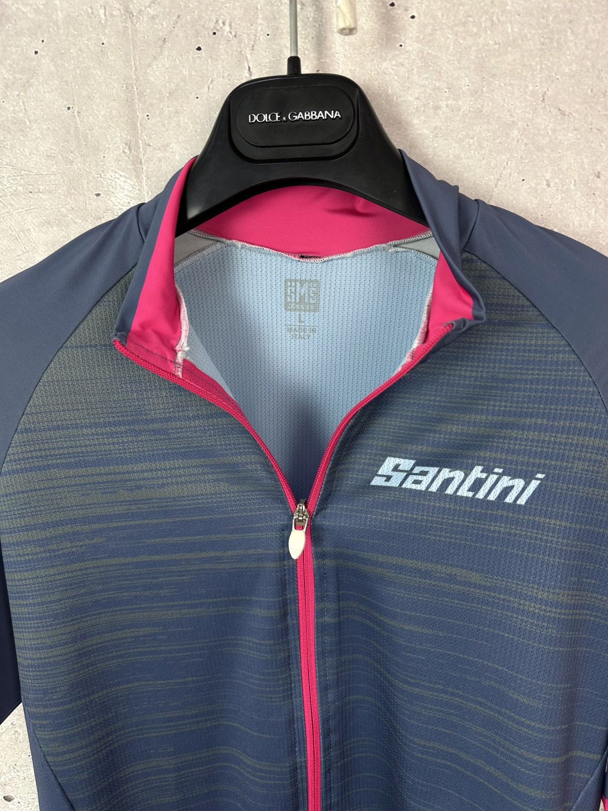 Other Santini Stripped Blue Full Zip Short Sleeve Cycle Jersey Size US L / EU 52-54 / 3 - 5 Thumbnail
