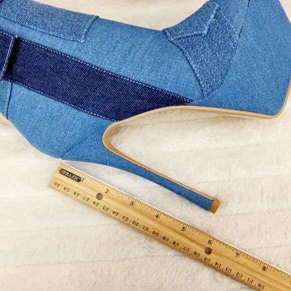 Other Kinder Pointy Toe Platform Stiletto Heel Ankle Boots Denim P Size US 6.5 / IT 36.5 - 6 Thumbnail