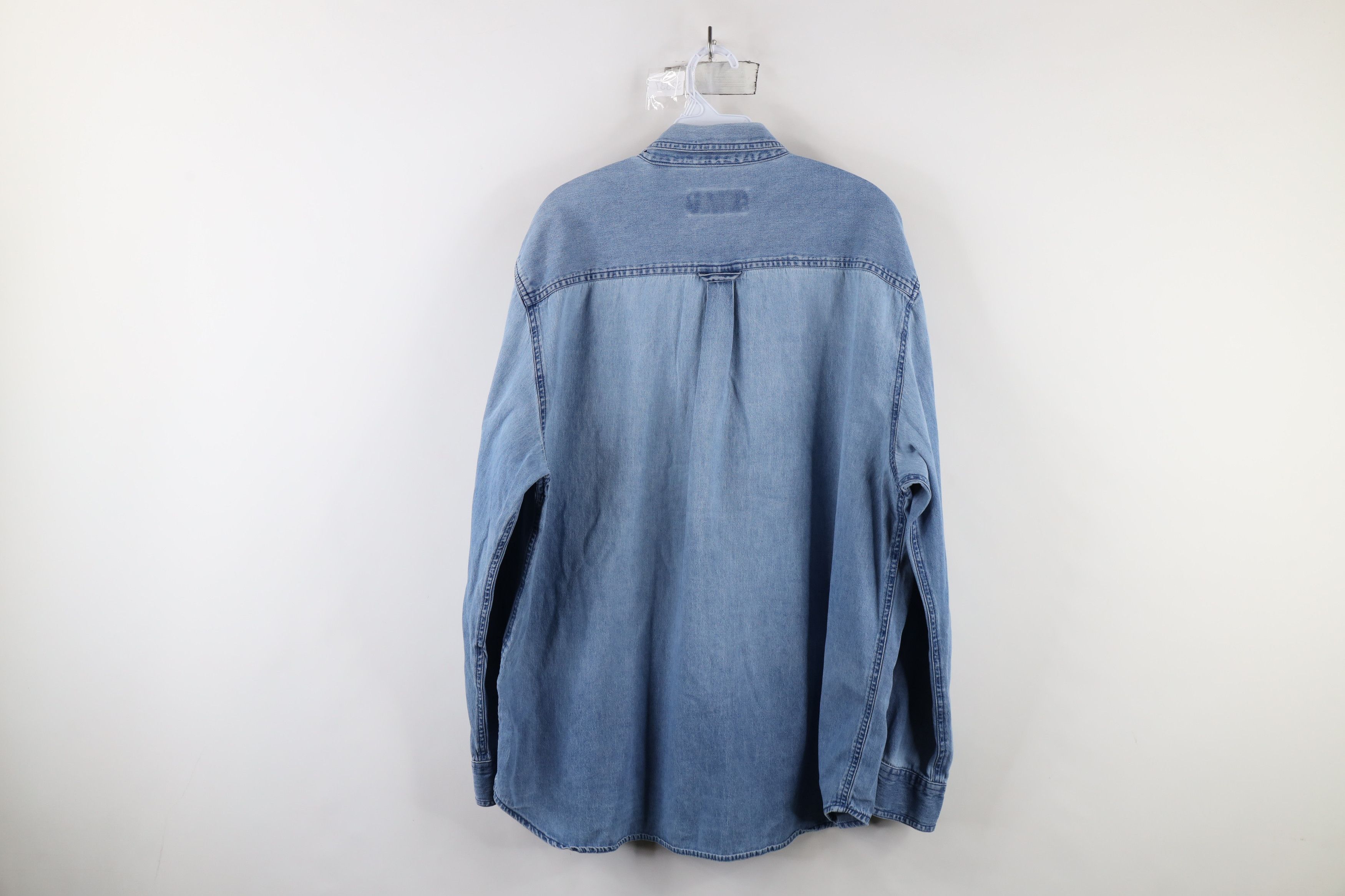 Vintage Vintage 90s Streetwear Denim Jean Button Down Shirt Blue Size US XL / EU 56 / 4 - 11 Thumbnail
