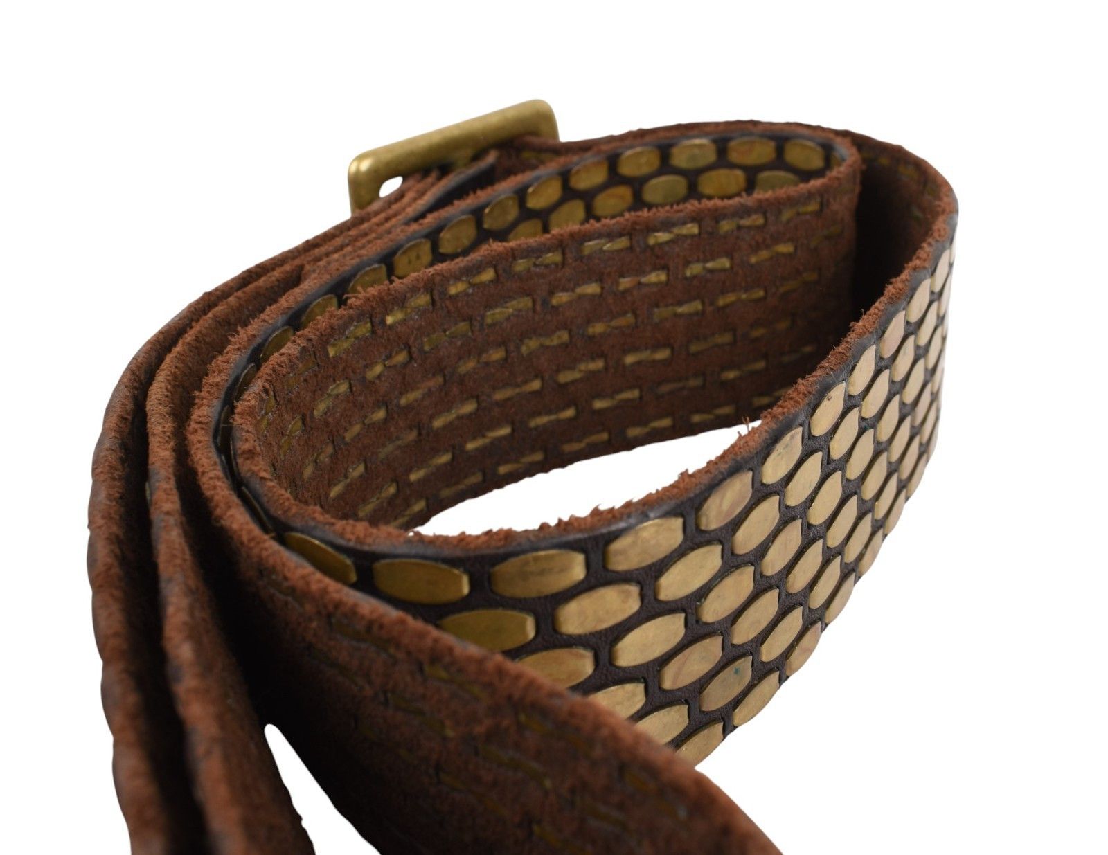Hollywood Trading Company HTC Men Belt Metal and Leather Men Belt L Size 40 - 4 Thumbnail
