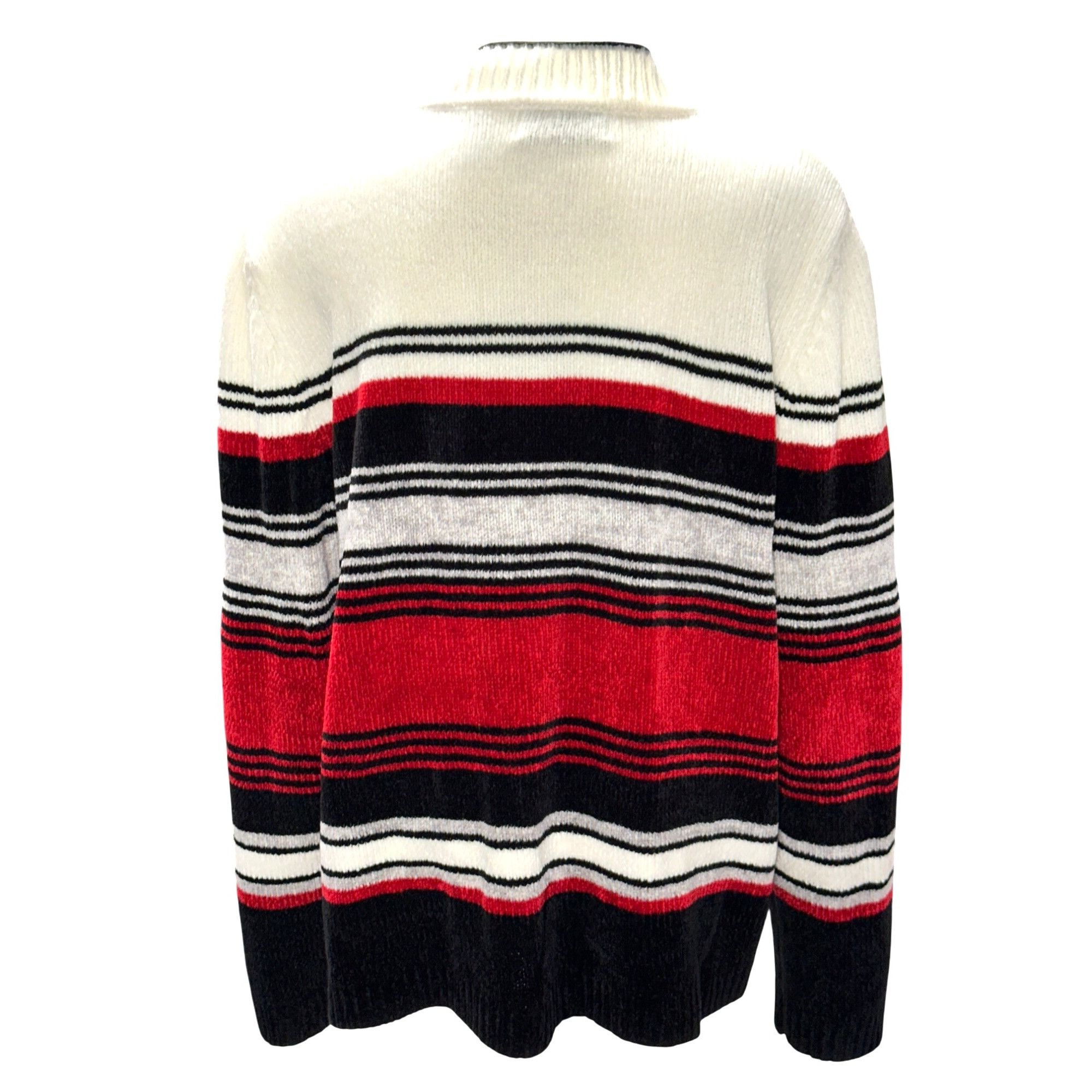 Other Alfred Dunner Large Red Black Striped Chenille Pullover Cozy Size L / US 10 / IT 46 - 5 Thumbnail