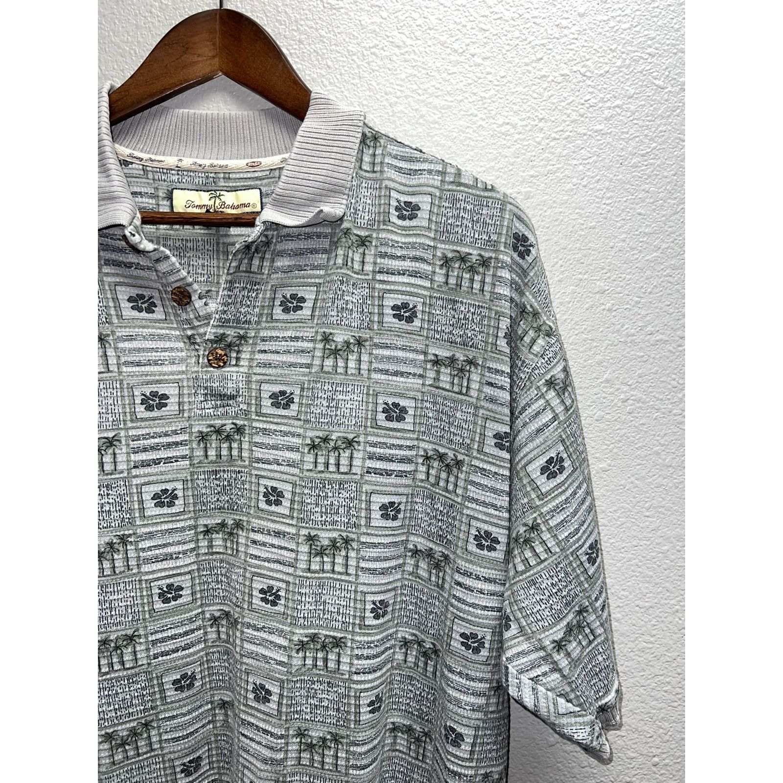 Tommy Bahama Tommy Bahama Gray Polo Shirt Top Palm Tree 2000s X-Large XL Size US XL / EU 56 / 4 - 2 Thumbnail