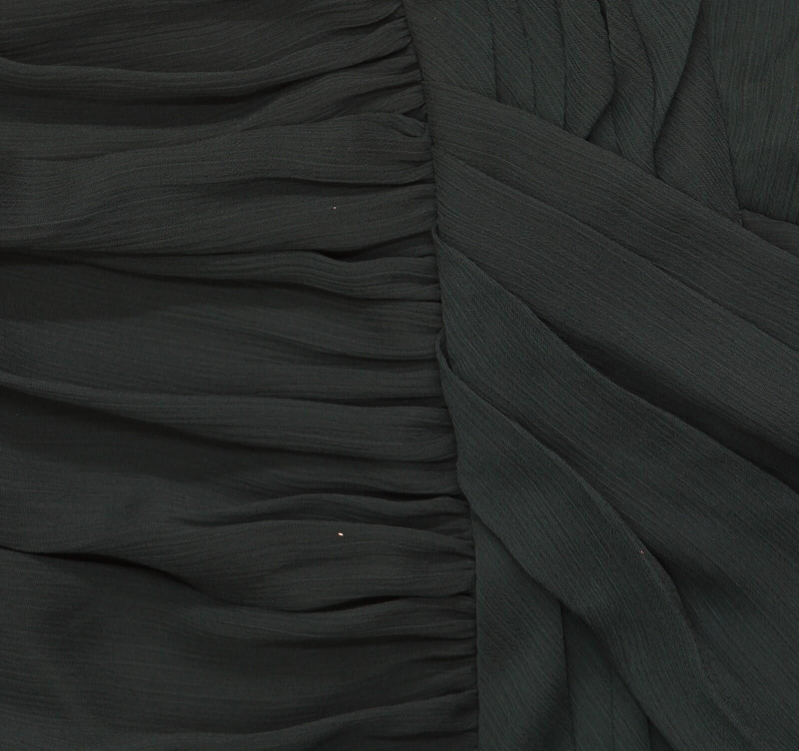 DKNY Dkny Chiffon Faux Wrap Side Slit Maxi Dress Forest Green 8 Size M / US 6-8 / IT 42-44 - 7 Thumbnail