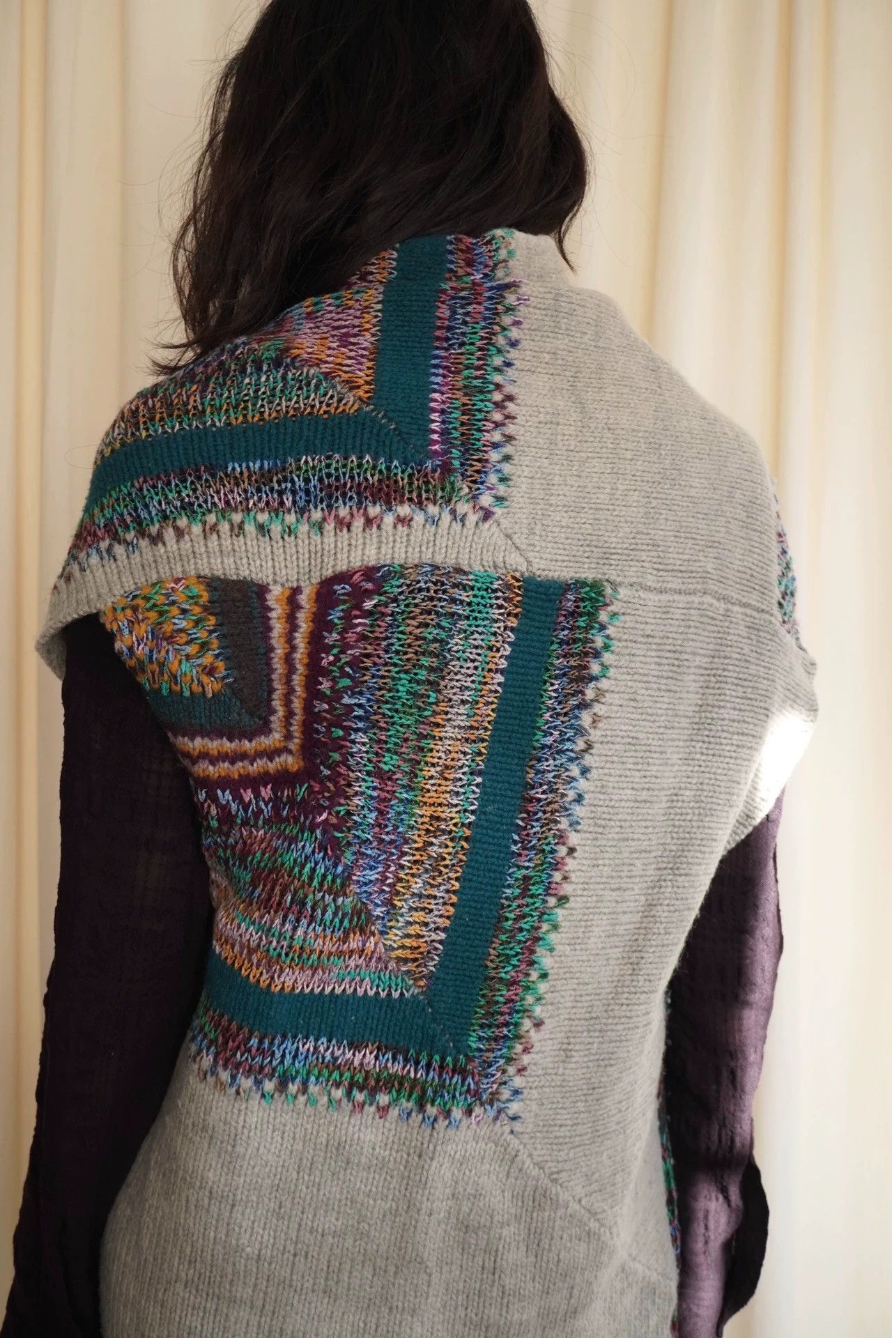 Dries Van Noten Dries Van Noten 1990s Rare Multicolor Wool V-Neck Vest Size ONE SIZE - 1 Thumbnail
