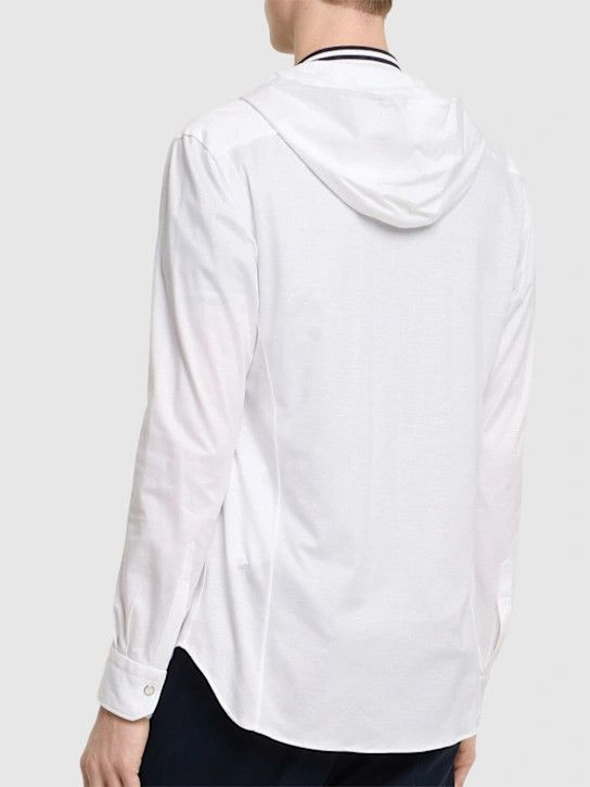 Kiton o1lsvrm0425 Hooded Cotton Denim Shirt in White Size US L / EU 52-54 / 3 - 4 Thumbnail