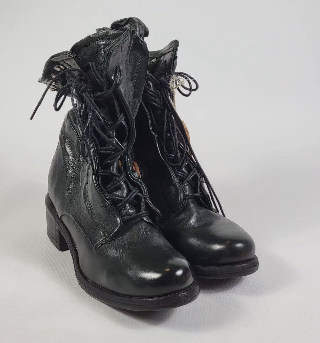 A.S.98 AS98 Leather lace-up Boots Shoes Women's Size 38 Dark Green Size US 7 / IT 37 - 4 Thumbnail