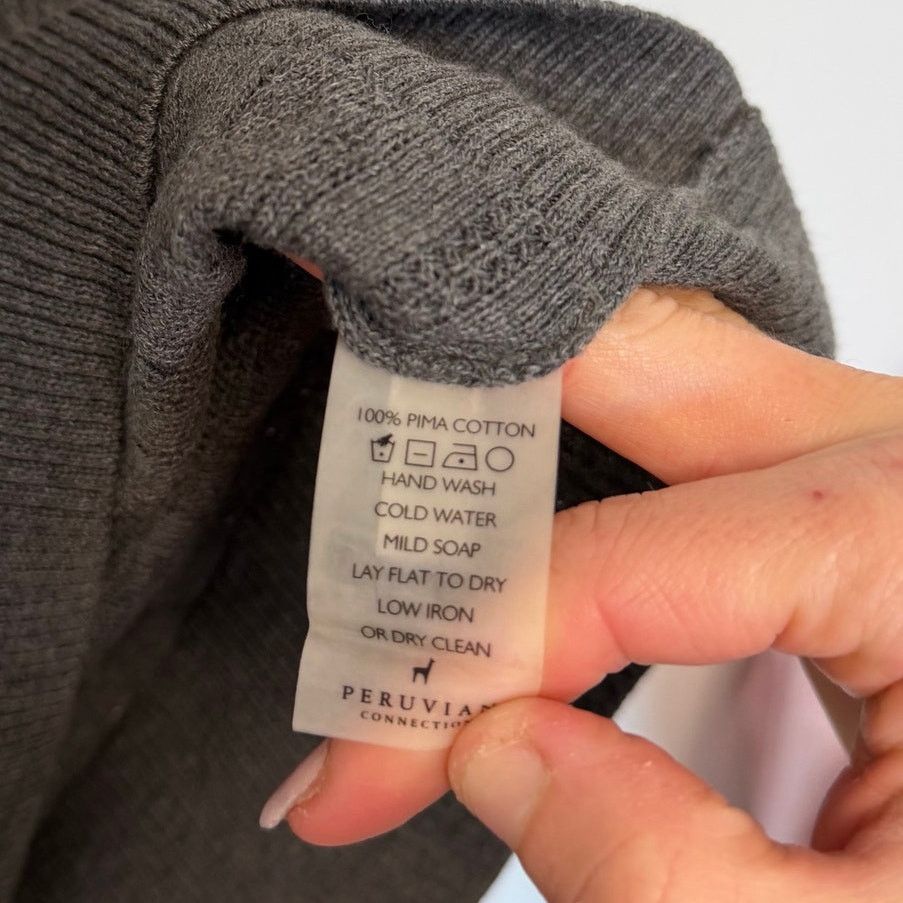 Other Peruvian Connection Gray Knit Pima Cotton Sweater Sz L Size L / US 10 / IT 46 - 3 Thumbnail