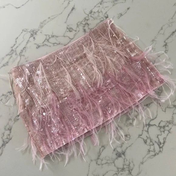 Retrofete Retrofête Athana Sequin Feather Mini Skirt – Dusty Pink Size 27" / US 4 / IT 40 - 2 Thumbnail